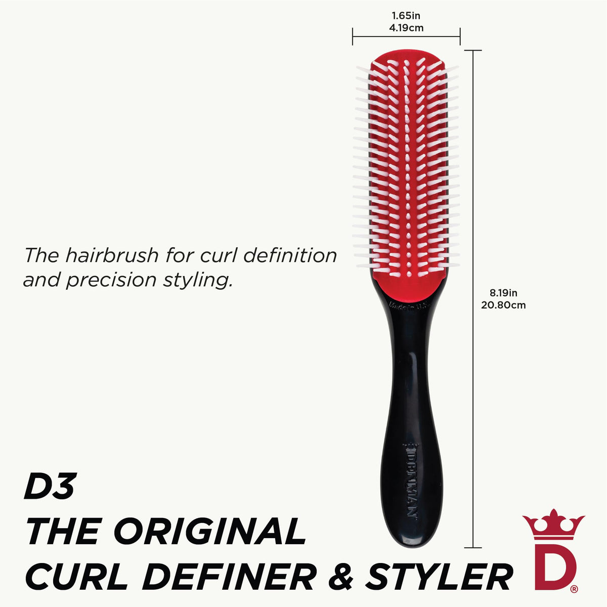 Denman D3 Original Curl Definer & Styler – 7‑Row Detangling Brush for Smooth, Defined Curls – Precision Styling Brush for Curly or Straight Hair – For Men and Women 🍁 All In One Marketplace Canada