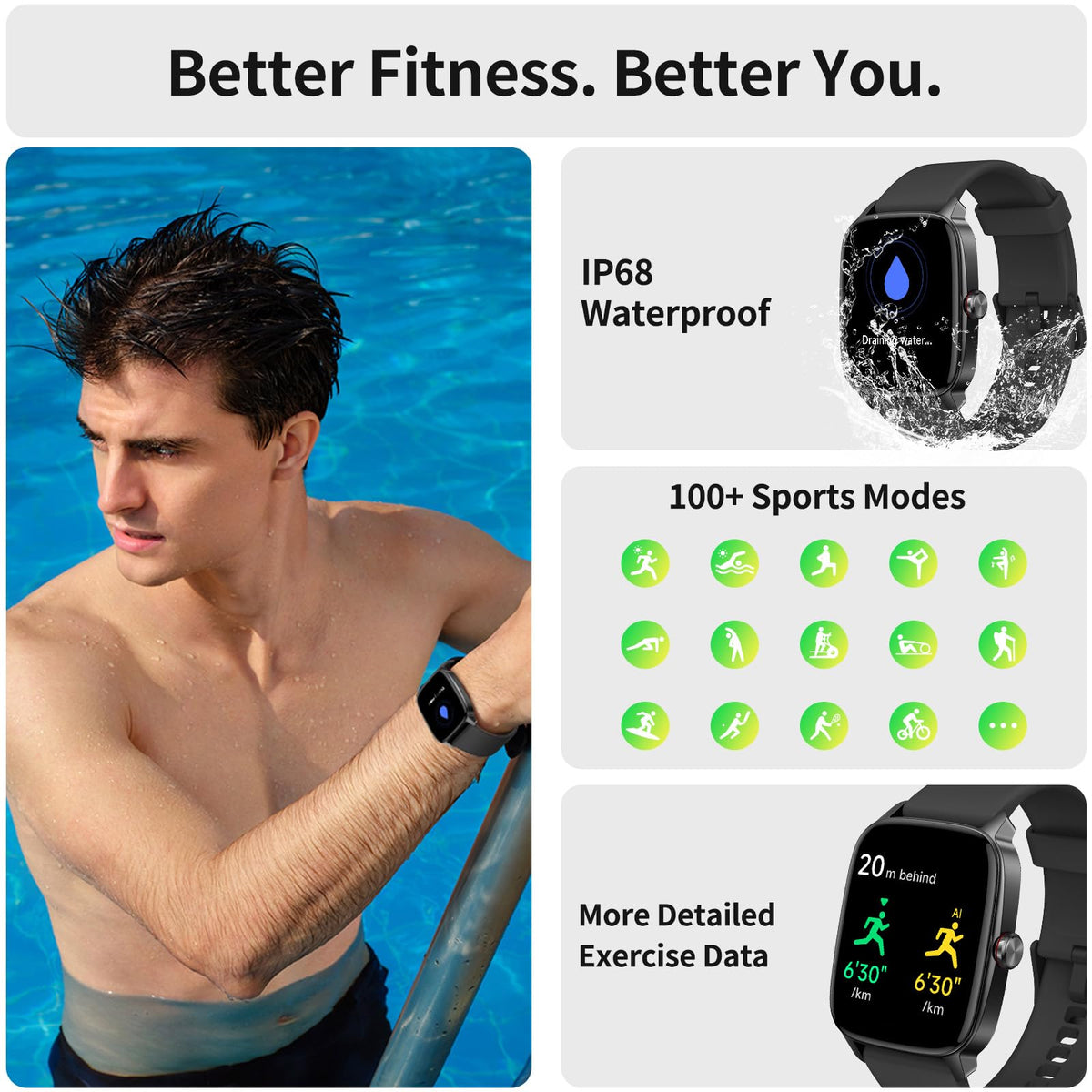 Smart Watch for Men Women, Bluetooth Call Smartwatch with AI Voice, 1.85" HD Fitness Watch, Heart Rate/Steps/Sleep Monitor, 100+ Sports Modes, IP68 Waterproof Watch for Android iOS 🍁 All In One Marketplace Canada
