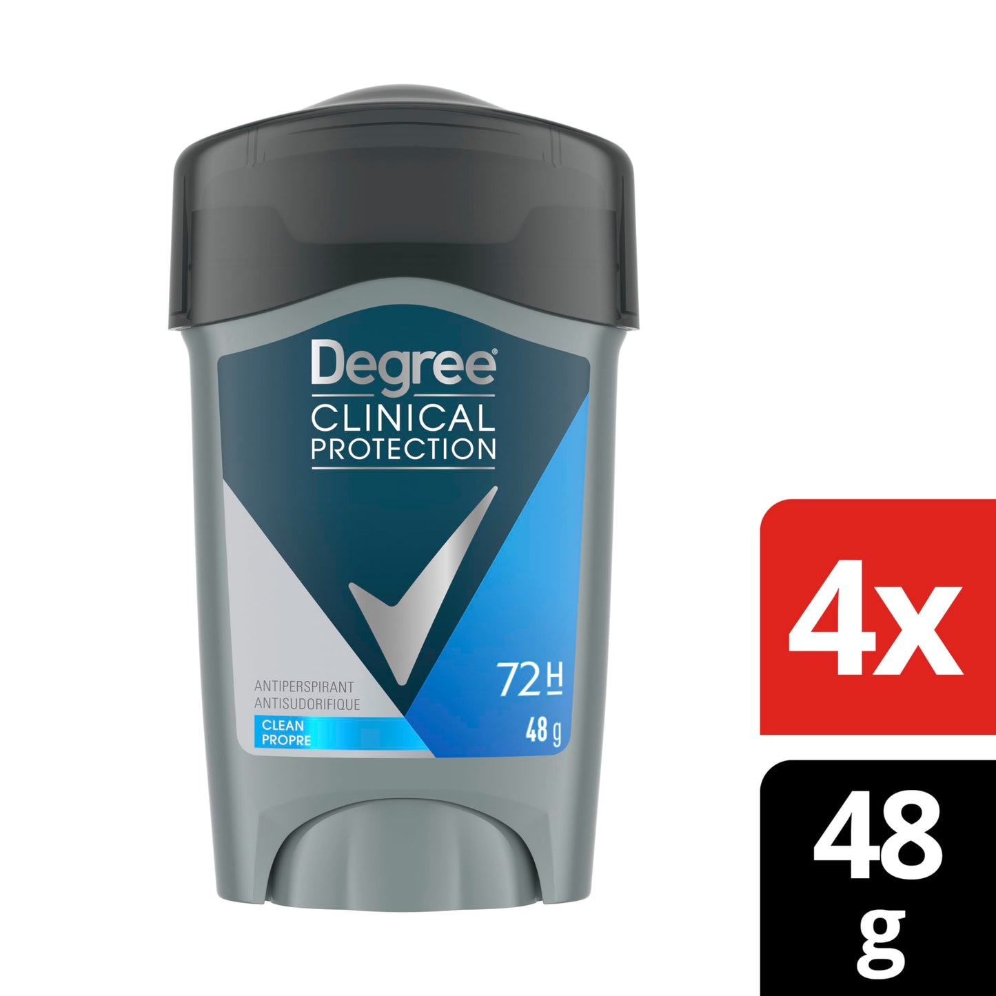 Degree Men Clinical Protection Antiperspirant Deodorant, Clean, for 72-hour Sweat & Odour Protection, 48g (Pack of 4) 🍁 All In One Marketplace Canada