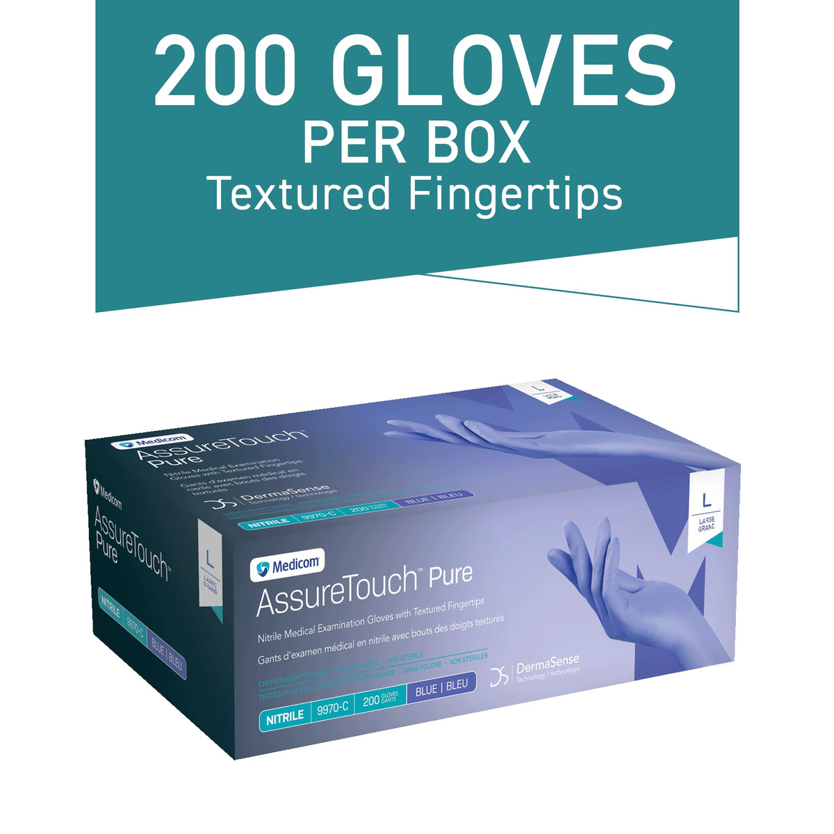 Medicom AssureTouch Pure Nitrile Medical Exam Gloves, Large 3-Mil 200 Count, Disposable Latex Free Gloves, Powder Free 🍁 All In One Marketplace Canada
