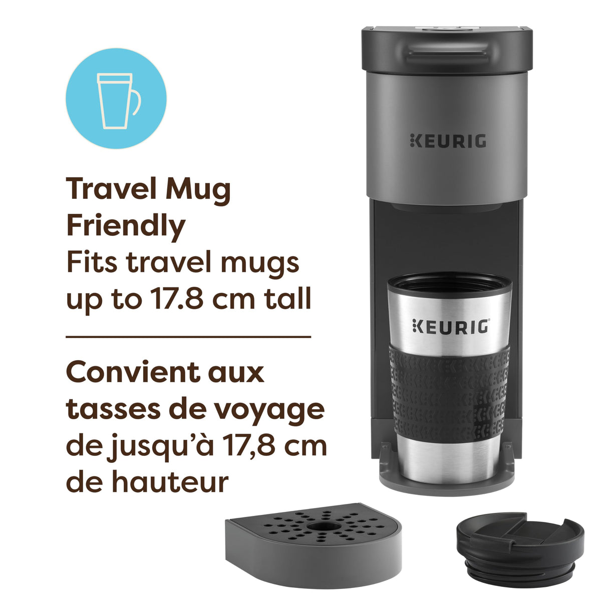 Keurig K-Mini Go Single Serve K-Cup Pod Coffee Maker, 1.24 L removable reservoir, Gray 🍁 All In One Marketplace Canada