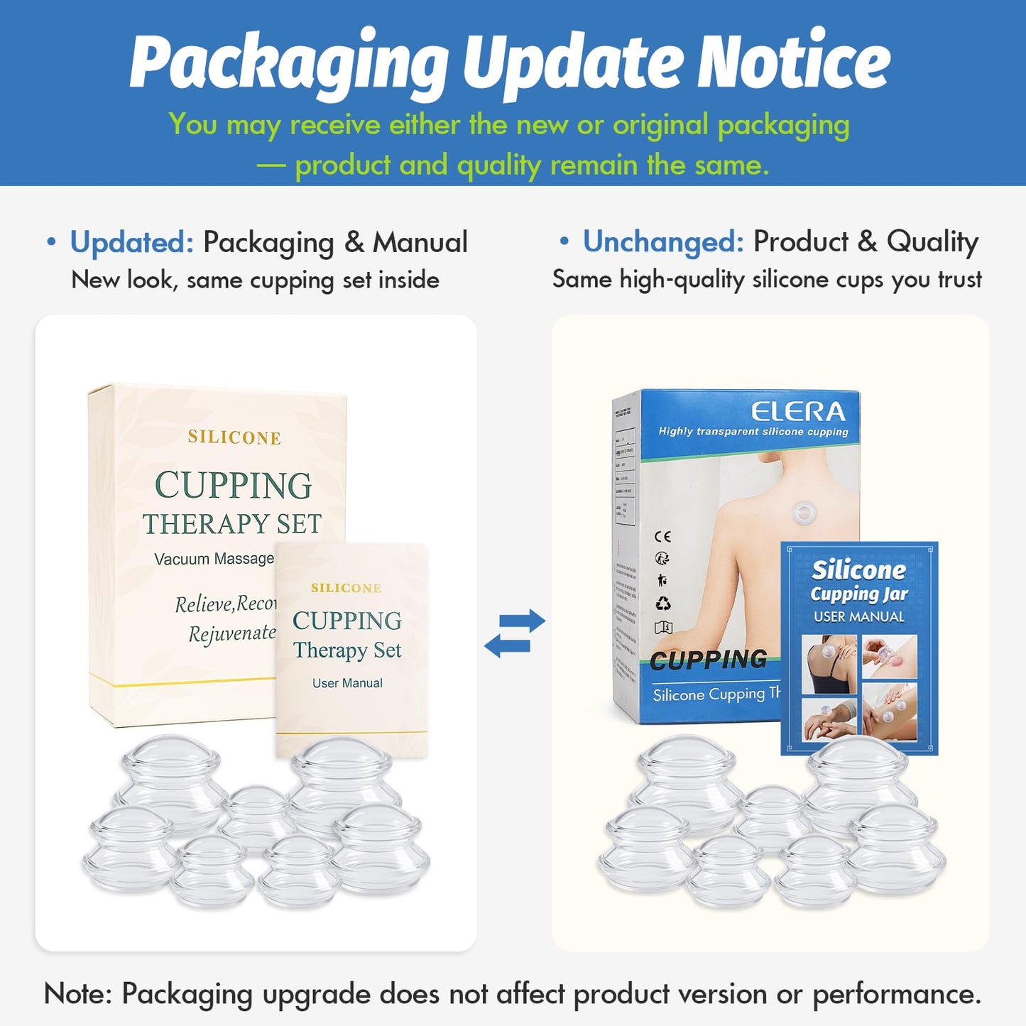 ELERA Silicone Cupping Therapy Set (3 Sizes, 7 Cups), Reusable Massage Cups for Deep Tissue, Cellulite, Face, Neck, Back, Joint, Body Relaxation 🍁 All In One Marketplace Canada