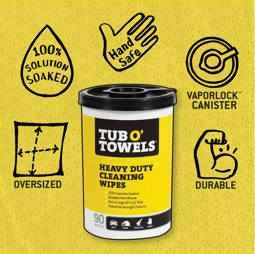 Tub O Towels TW90 Heavy-Duty 10" x 12" Size Multi-Surface Cleaning Wipes, 90 Count Per Canister 🍁 All In One Marketplace Canada