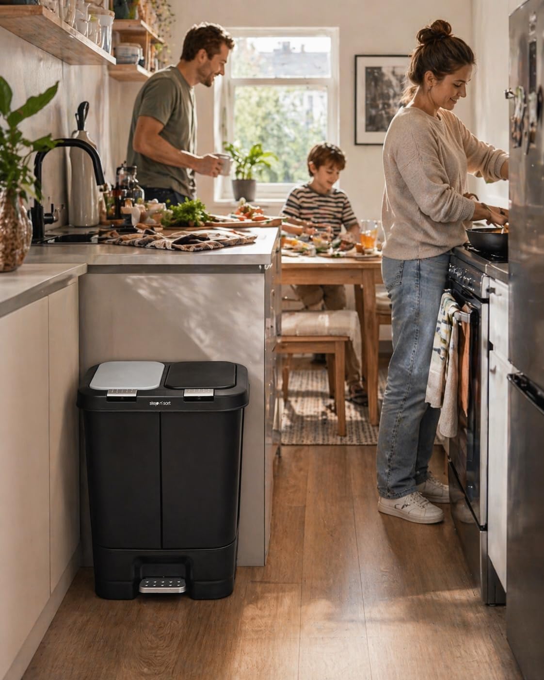 Step N’ Sort 40L Dual Compartment Recycling Bin – Slim Kitchen Waste & Recycling System (2 × 20L) 🍁 All In One Marketplace Canada