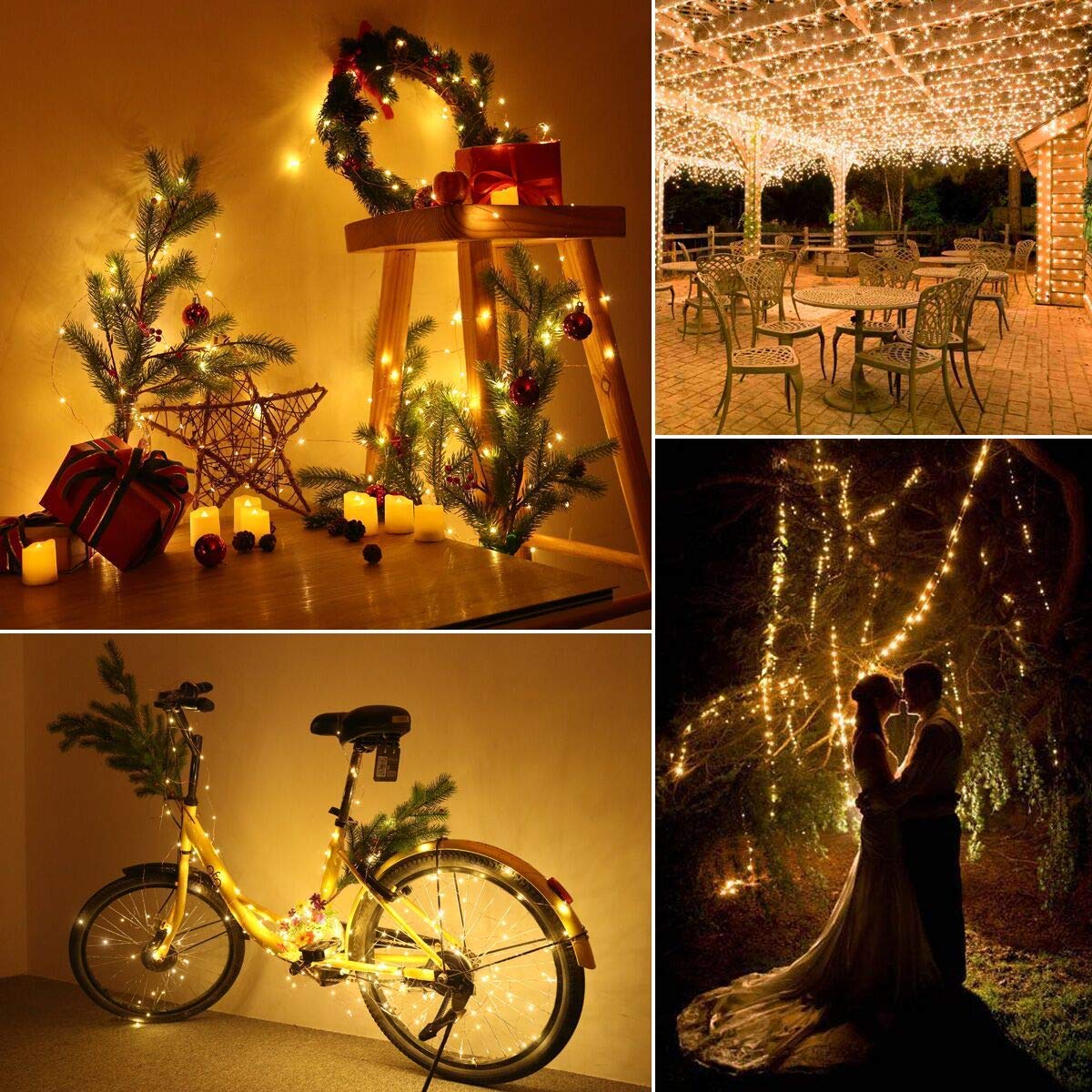 Lomotech Solar String Lights Outdoor - 2 Pack Total 66ft 200LED Solar Fairy Lights Waterproof 8 Modes Twinkle Lights for Outdoor, Patio, Garden, Yard, Party, Wedding, Tree Decoration (Warm White) 🍁 All In One Marketplace Canada