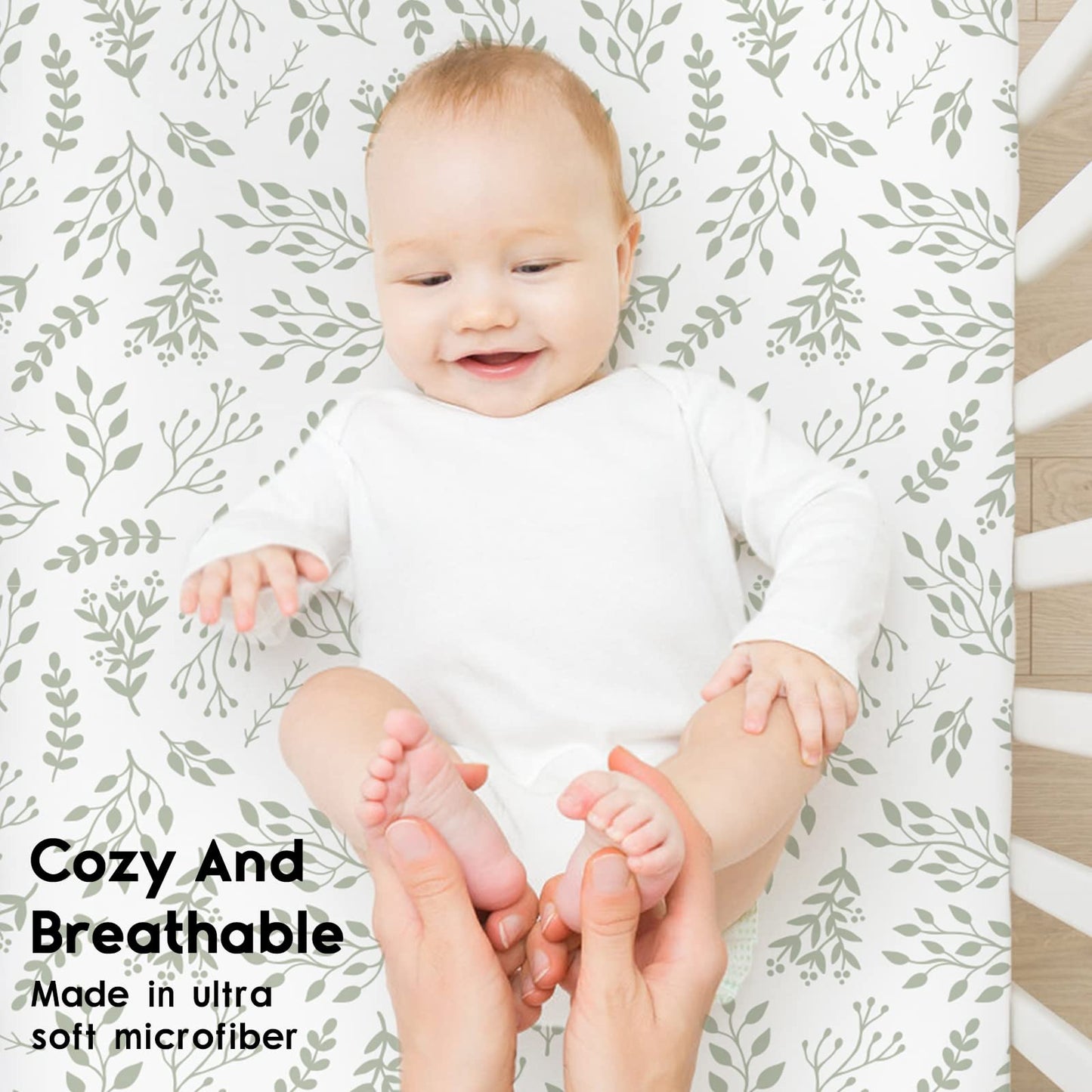 Yoofoss Baby Crib Sheets for Boys Girls, Fitted Crib Sheet 2 Pack for Standard Crib and Toddler Mattress, Super Soft Microfiber Baby Sheet 28x52x8in(Green+Leaf) 🍁 All In One Marketplace Canada