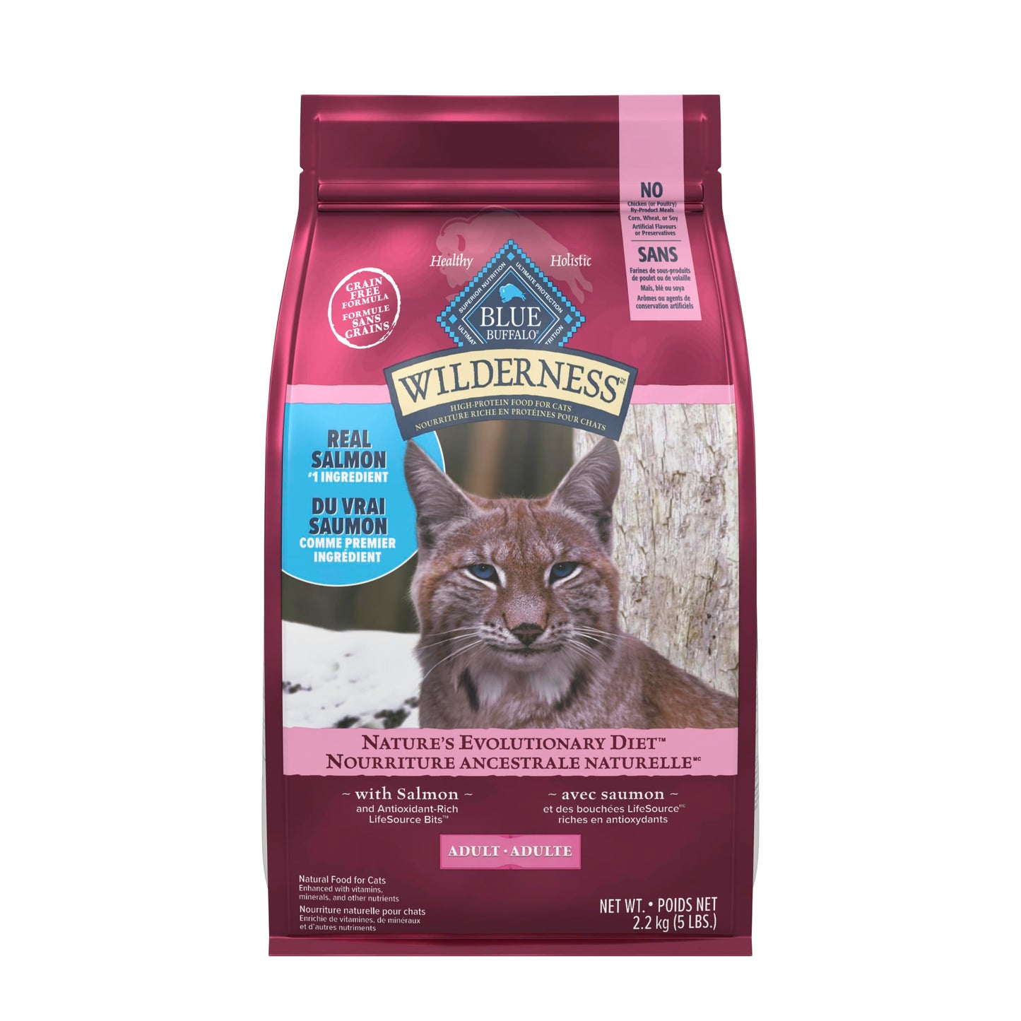 Blue Buffalo Wilderness with Salmon Natural High-Protein Grain-Free Dry Food for Adult Cats, Real Salmon First, Antioxidant-Rich LifeSource Bits Support Immunity, Promotes Strong Muscles, 2.2kg/5 lbs. 🍁 All In One Marketplace Canada