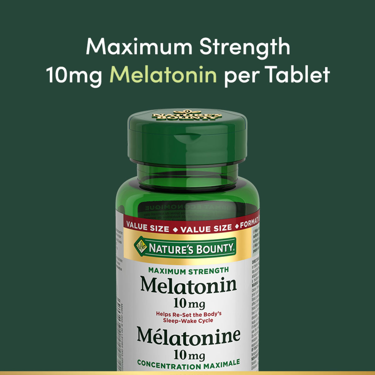 NATURE'S BOUNTY Maximum Strength Melatonin, 10 mg, Value Size, Helps Reset Sleep-wake Cycle, Helps Increase Total Sleep Time, Fall Asleep Faster, Fights Jet Lag, 120 Tablets, 44 g 🍁 All In One Marketplace Canada
