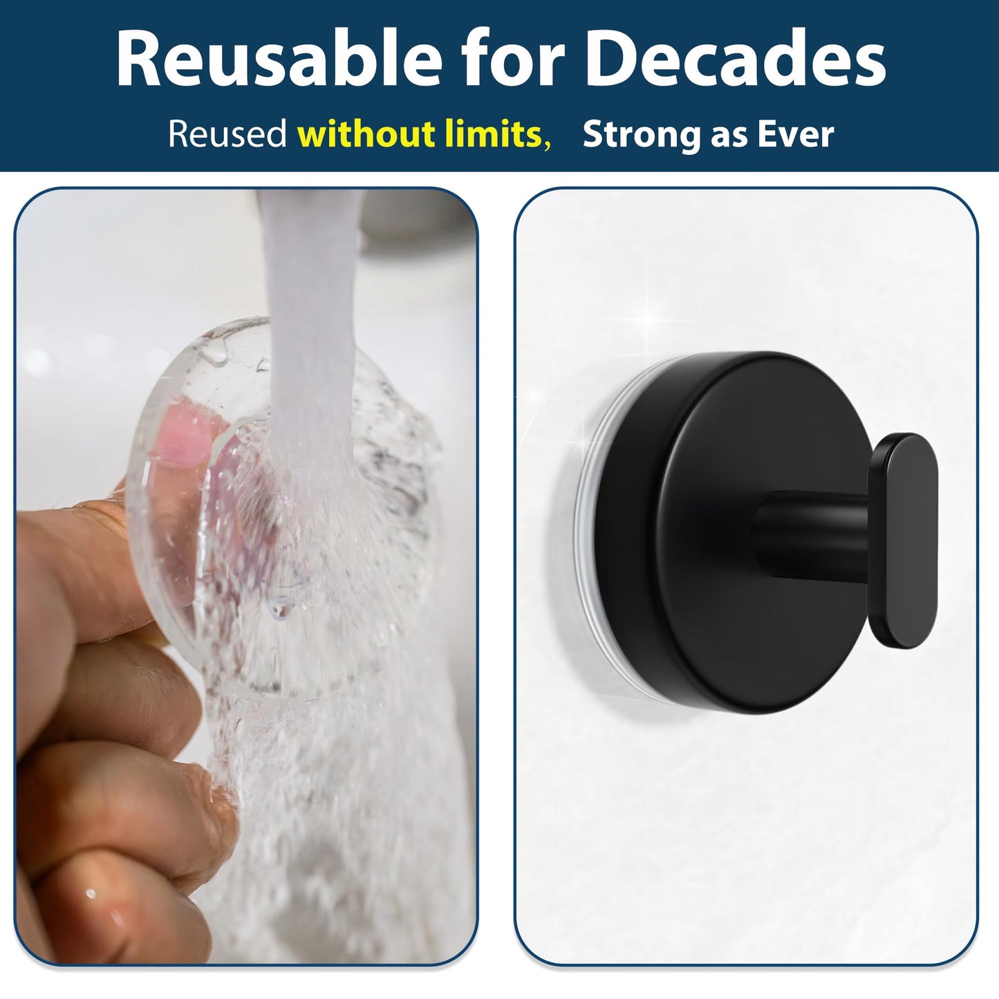 Suction Cup Hooks for Shower: 15 LB Strong Wall Hanger for Bathroom, Front Door, Glass, Window, RV, Holder for Towel, Christmas Wreath, Coat, Loofah, Waterproof & Reusable, Matt Black 4 Pack 🍁 All In One Marketplace Canada