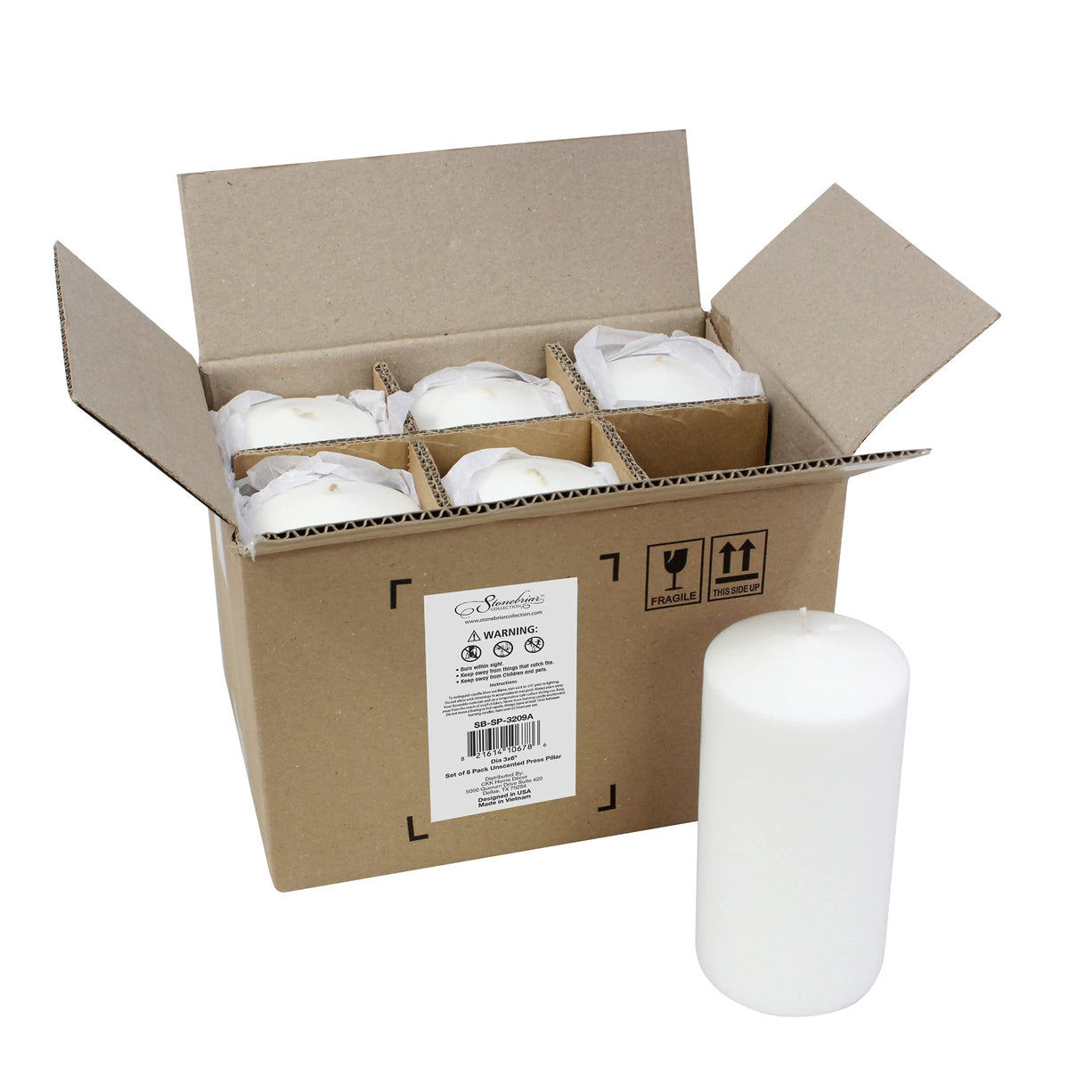 Stonebriar Unscented White Tall Pillar Candles, 65 Hour Burning Candle Pillars, Perfect for Decor, Weddings, Emergencies 3" X 6", 6 Count 🍁 All In One Marketplace Canada
