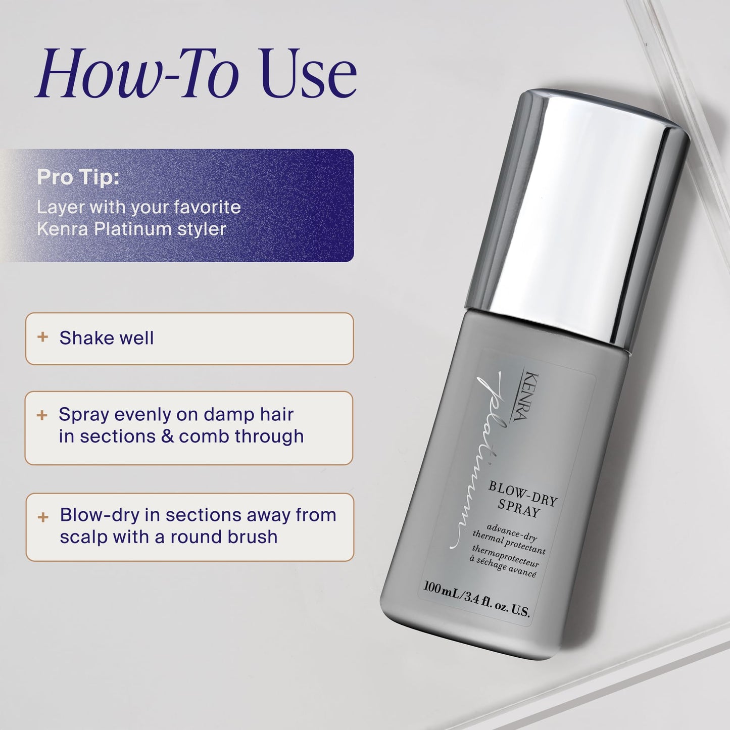 Kenra Platinum Blow Dry Spray Thermal Protectant | Reduces Blow Dry Time | Heat Protectant up to 428°F | Detangles, Smooths, and Softens | Eliminates Frizz & Resists Humidity | Medium To Coarse Hair 🍁 All In One Marketplace Canada