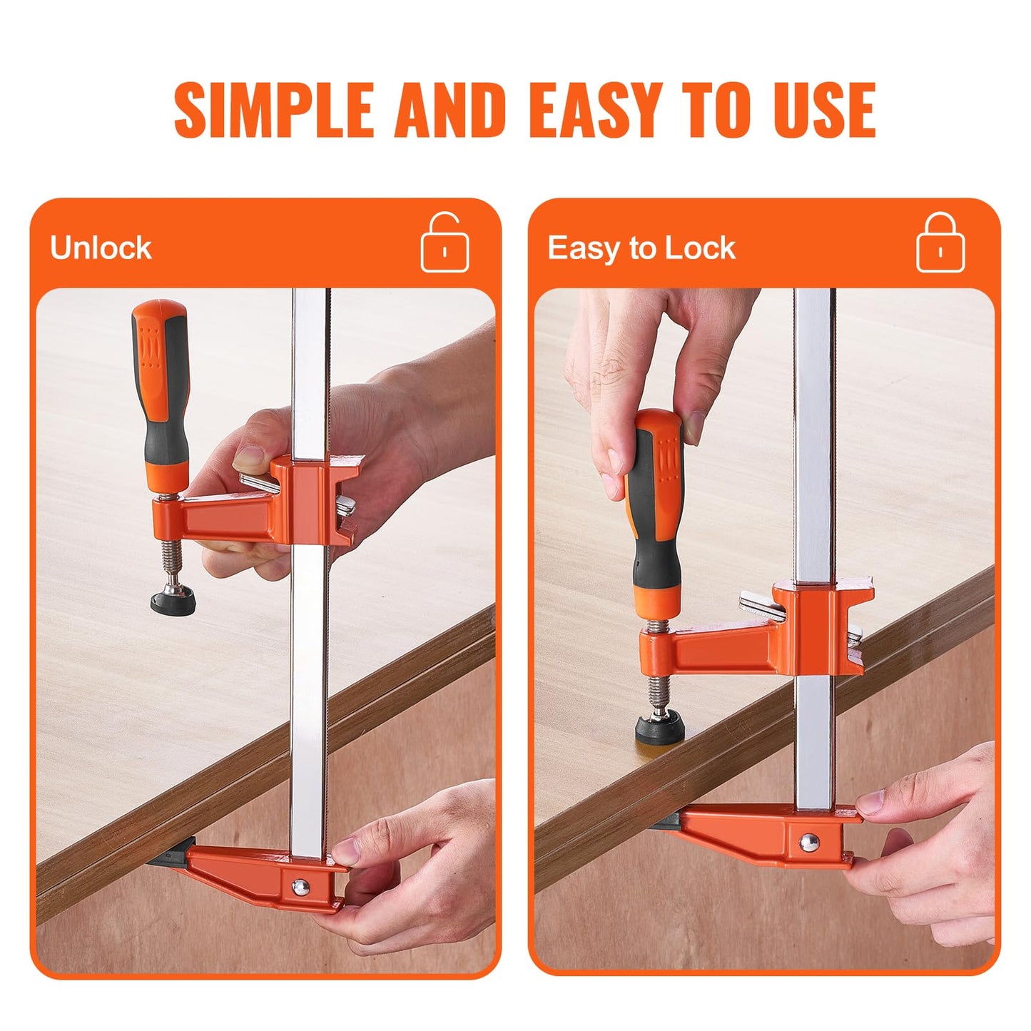 VEVOR Bar Clamps for Woodworking, 2-Pack 36" Clamp, Quick-Change F Clamp with 600 lbs Load Limit, 2.5" Throat Depth, Cast Iron and Carbon Steel, Wood Clamps for Woodworking Metal Working 🍁 All In One Marketplace Canada