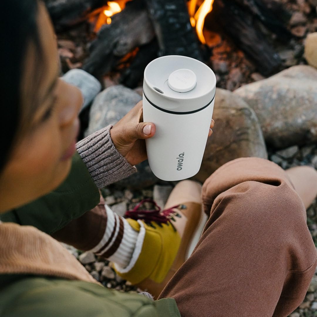 Owala SmoothSip Slider Insulated Stainless Steel Coffee Tumbler, Reusable Iced Coffee Cup, Hot Coffee Travel Mug, BPA Free 12 oz, Sugar High 🍁 All In One Marketplace Canada