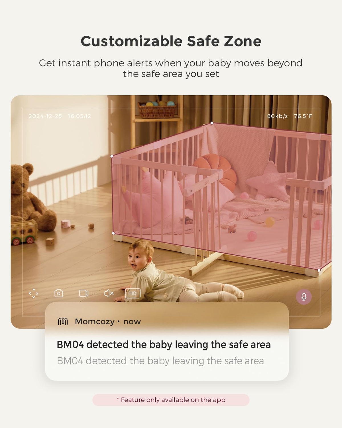 Momcozy Smart WiFi Baby Monitor with Camera and Audio, 5" 1080P Screen with Wall Mount, Motion & Cry Detection, Safe Fence,Clear Night Vision, 5000mAh Battery, 2-Way Talk, Photo & Video Recording,BM04 🍁 All In One Marketplace Canada