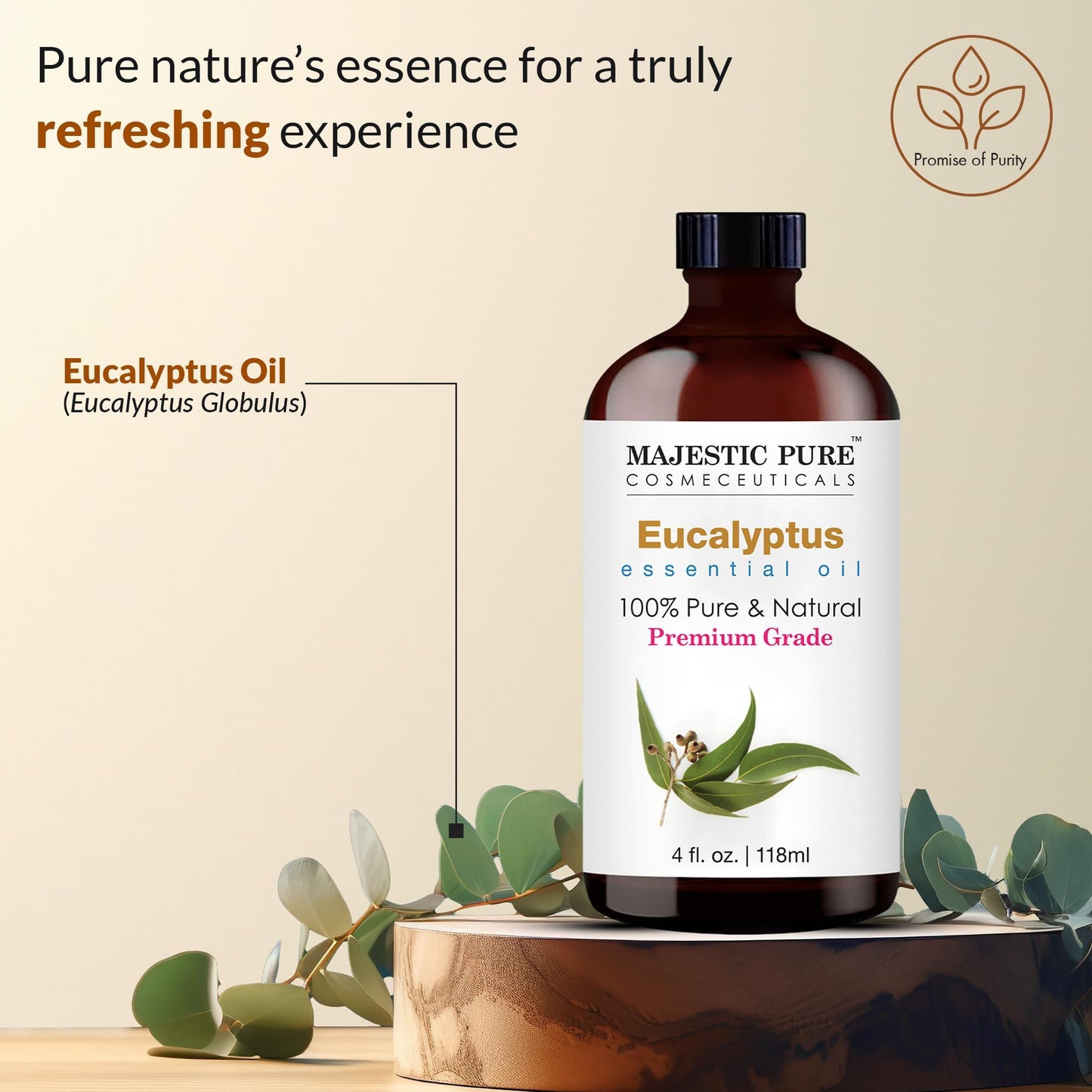 Majestic Pure Eucalyptus Essential Oil - Huge 118 ml - 100% Pure and Natural Oil for Soap Making Scent- Premium Grade with Glass Dropper 🍁 All In One Marketplace Canada