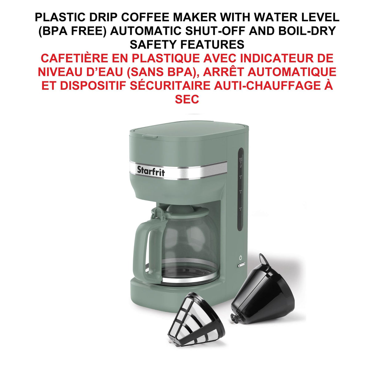 Starfrit 10-Cup Coffee Maker – Keep Warm Function – Reusable Filter Basket – Easy to clean – 900W – Sage 🍁 All In One Marketplace Canada