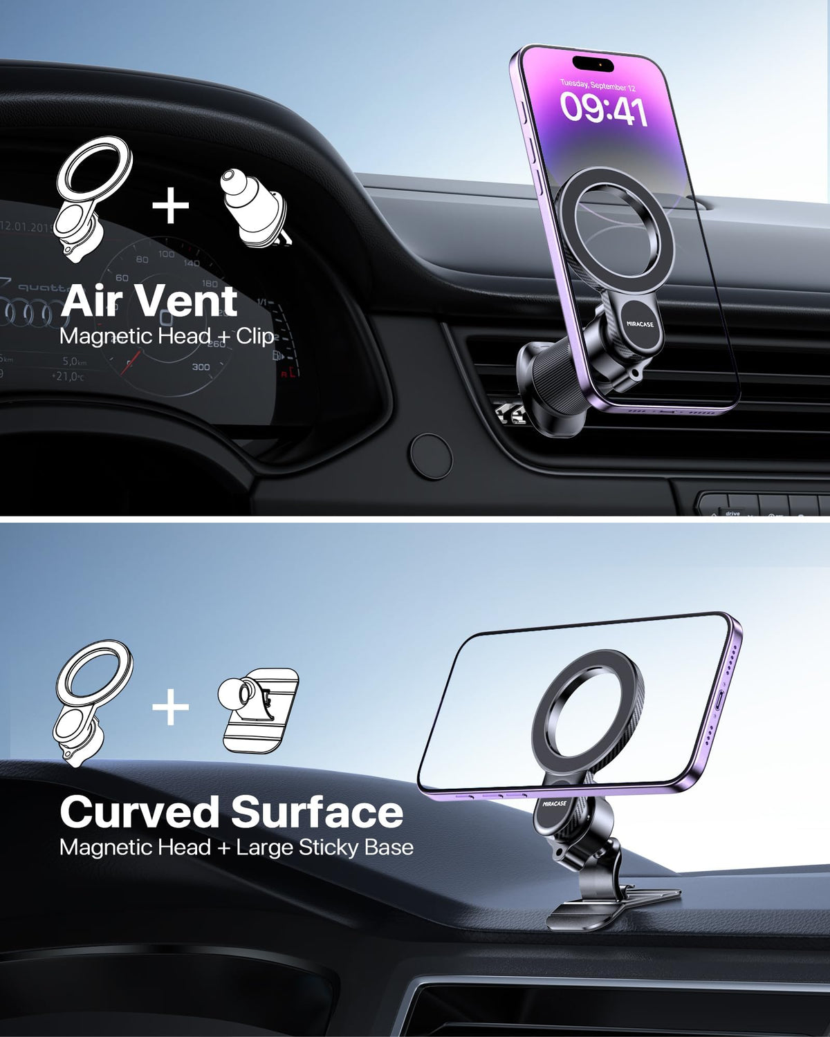 Miracase for MagSafe Car Mount【Won’t Block Vent &20 Strongest Magnets】 Magnetic Phone Holder for Car Phone Holder Mount Dash for Car Accessories for Women Men for iPhone 17 Pro Max Air 16 15 14 13 12 🍁 All In One Marketplace Canada