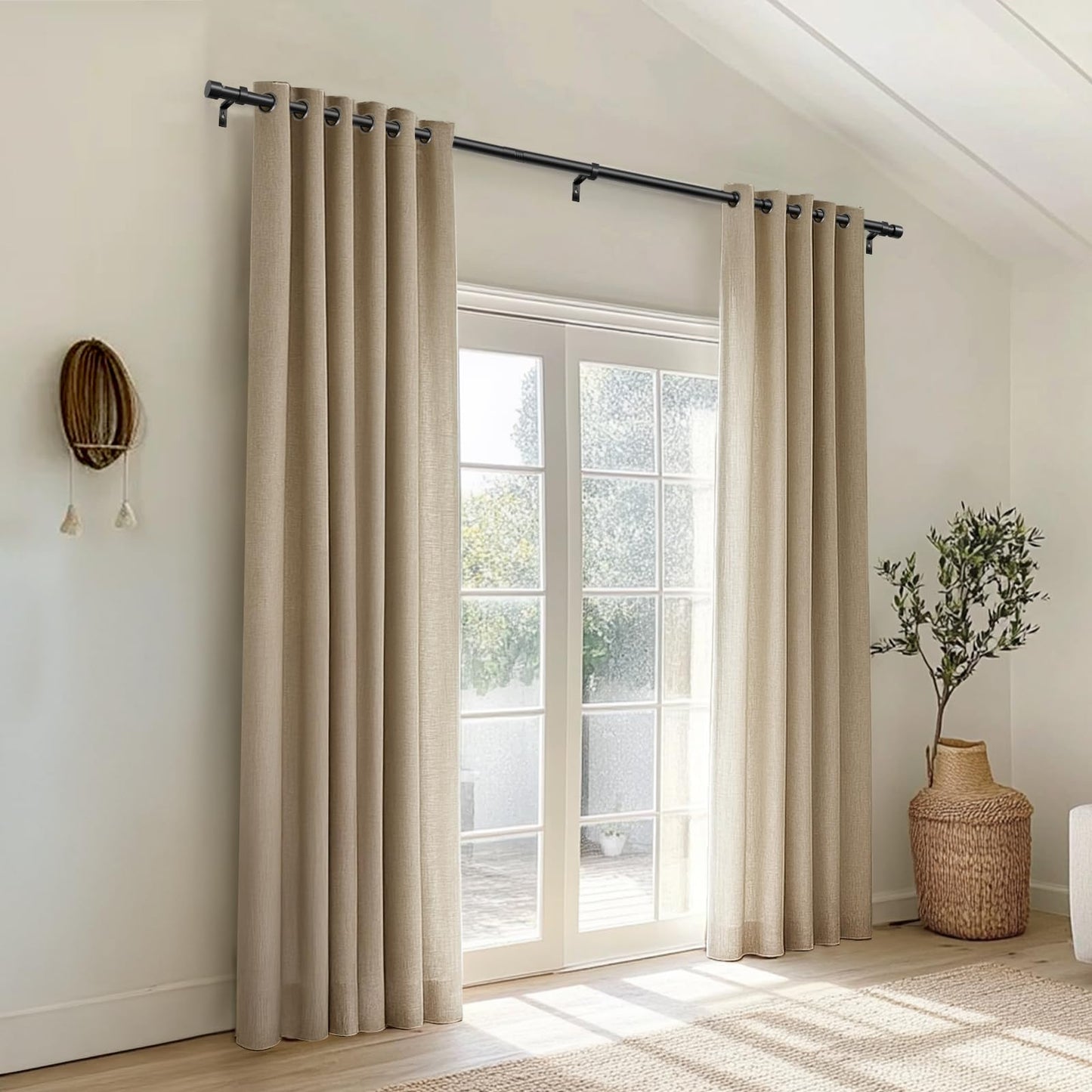 Zeerobee Curtain Rods for Windows 48 to 84, 1 Inch Black Heavy Duty Drapery Rods with Adjustable Length, Outdoor Modern Curtain Pole with Simple End Caps, 32"-86", Black 🍁 All In One Marketplace Canada