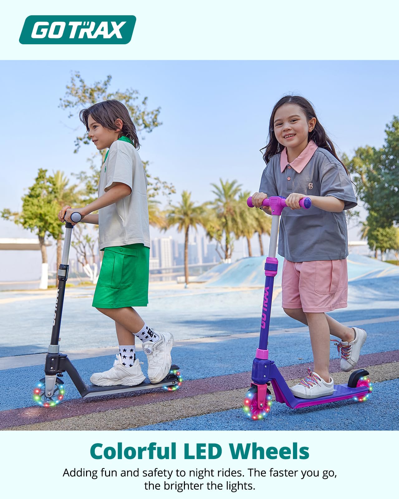Gotrax K03 Kick Scooter for Kids, 5" LED Lighted Wheels and Adjustable Handlebars, Lightweight Design and Anti-Slip Deck, Max Load 110 Lbs, Kids Scooter for Boys & Girls Ages 3+ 🍁 All In One Marketplace Canada