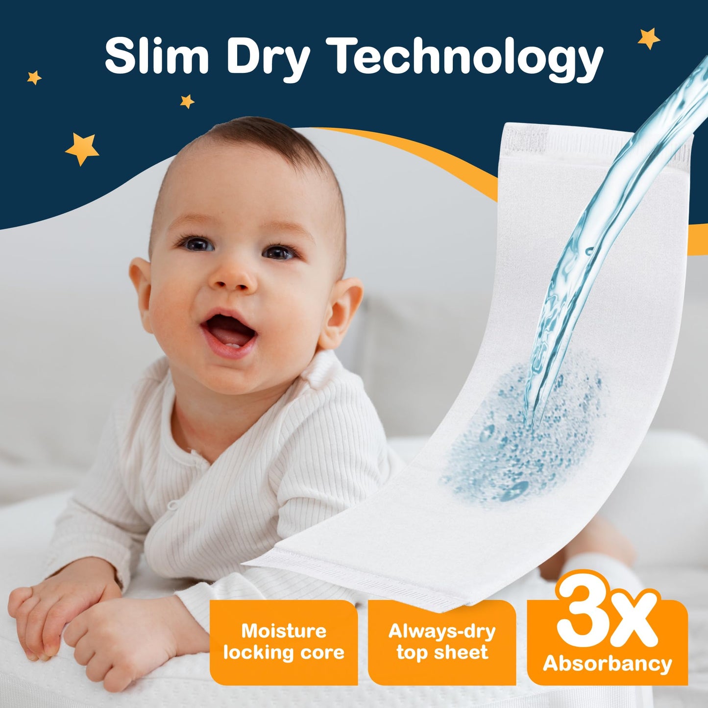 Inspire Dimples Booster Pads, Baby Diaper Doubler with Adhesive - Boosts Diaper Absorbency - No More leaks 30 Count (with Adhesive for Secure Fit) (30 Count) 🍁 All In One Marketplace Canada