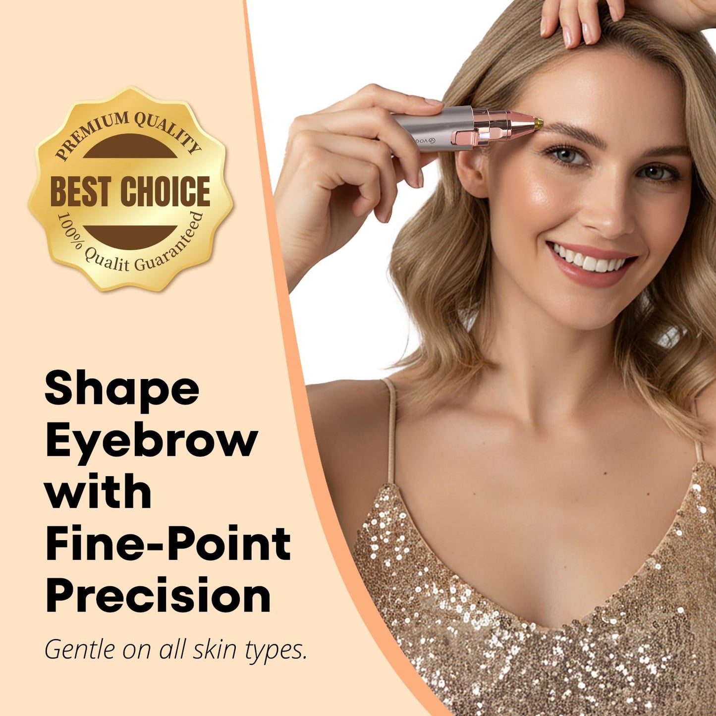 VG VOGCREST Eyebrow Facial Trimmer: 2 in1 Rechargeable Facial Hair Removal and Eyebrow Shaver - Face Lips Body Painless Facial Razor with Built-in LED Light (Rose Gold) 🍁 All In One Marketplace Canada