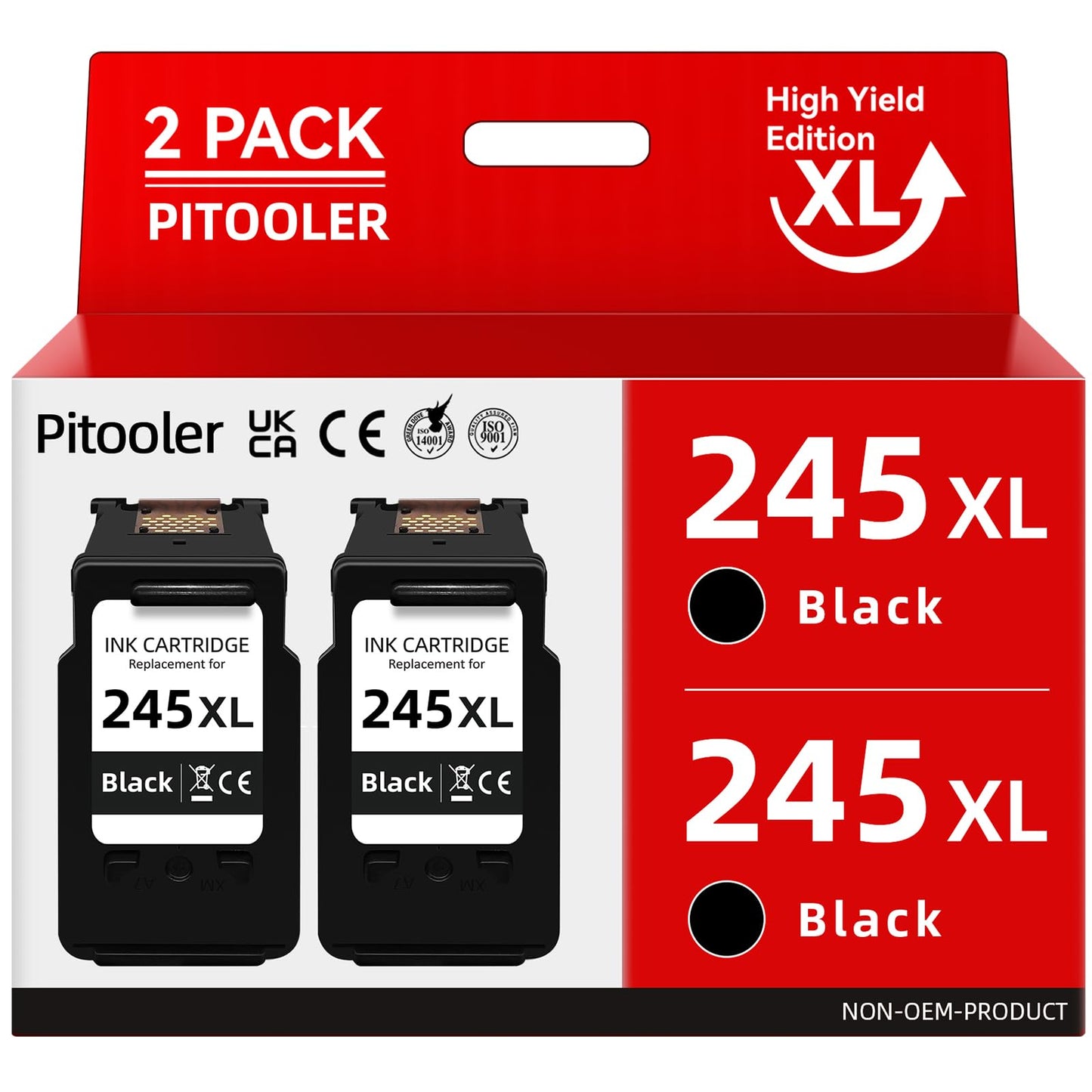 Pitooler for Canon 245XL Black Ink Cartridge Compatible for Canon Printer Ink PG-245 XL Compatible for Pixma TS3420 TR4520 MX492 MX490 TS3425 MG2525 TS3320 MG2524 TS3400 TS3300 TS3429 MG3022 Printer 🍁 All In One Marketplace Canada