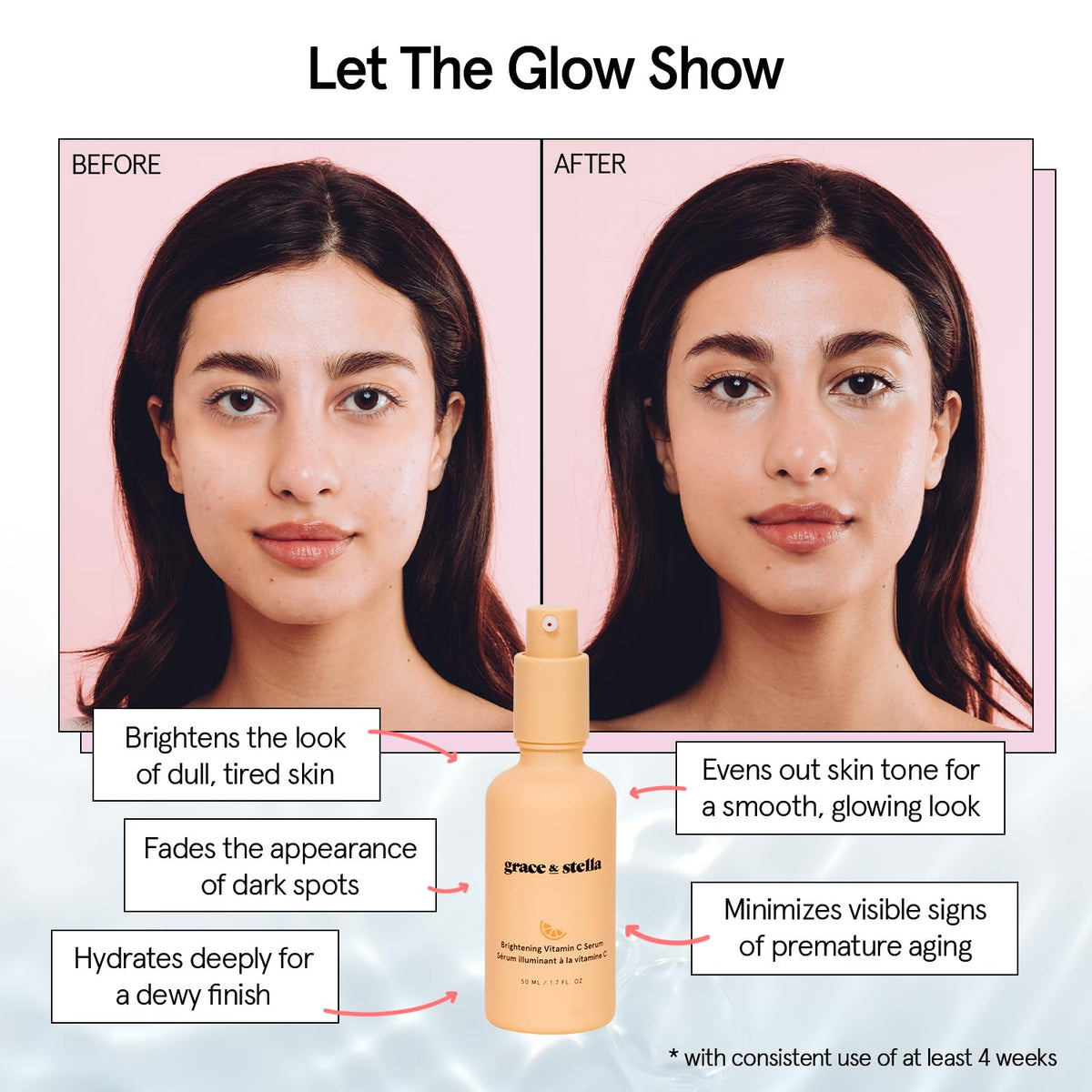 grace & stella Vitain C Serum (50ml /1.7 fl oz) - Brightening Vitamin C Face Serum with Hyaluronic Acid - To Reduce Dullness & Dark Spots - Vegan Skincare 🍁 All In One Marketplace Canada