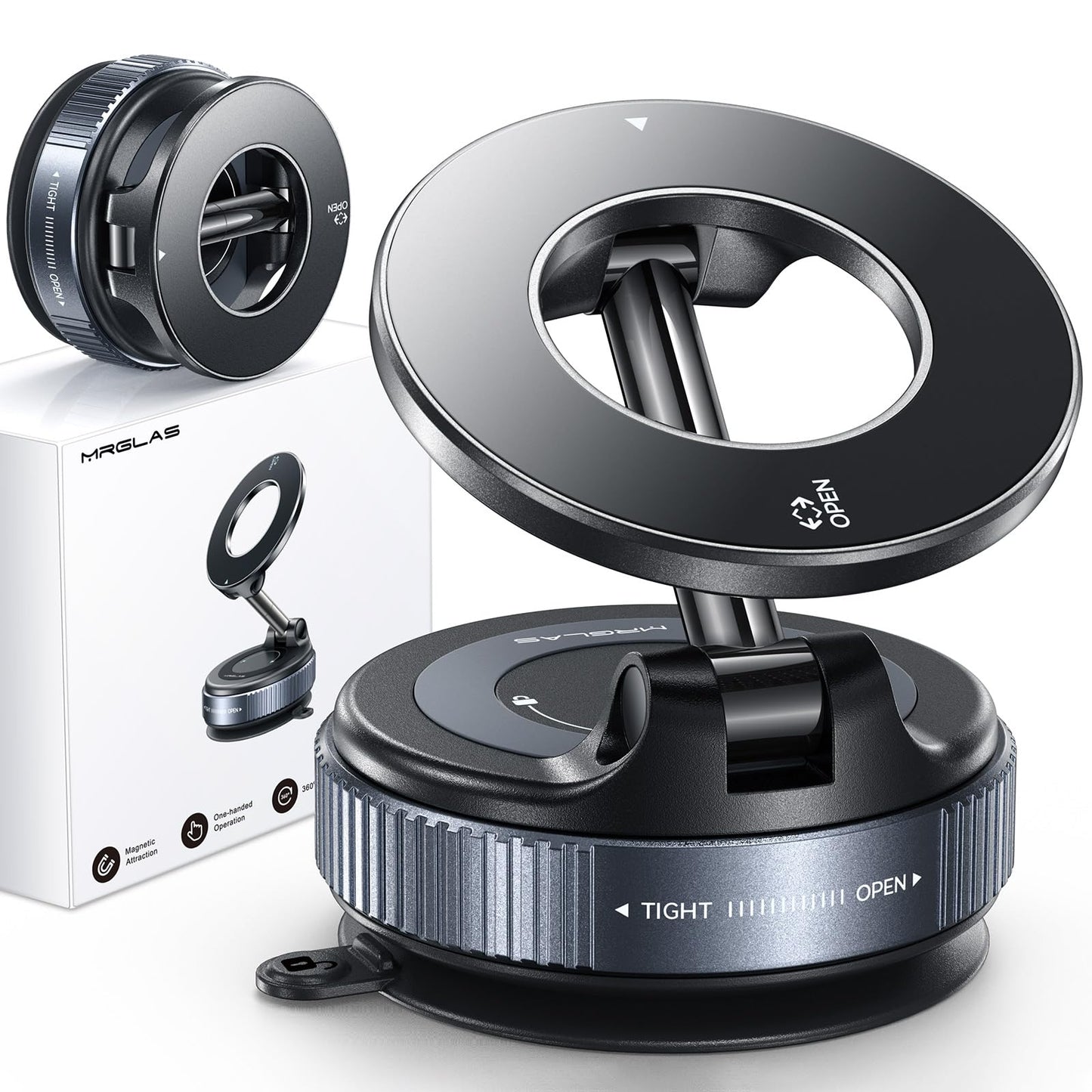 MRGLAS 2026 Upgraded Vacuum Suction Phone Holder for Car, Magsafe Car Phone Holder Mount, [98+LBS Suction & 2800gf Magnetic] 360° Adjustable Shower & Wall Mount, Car Accessories for iPhone 17 Pro Max 🍁 All In One Marketplace Canada