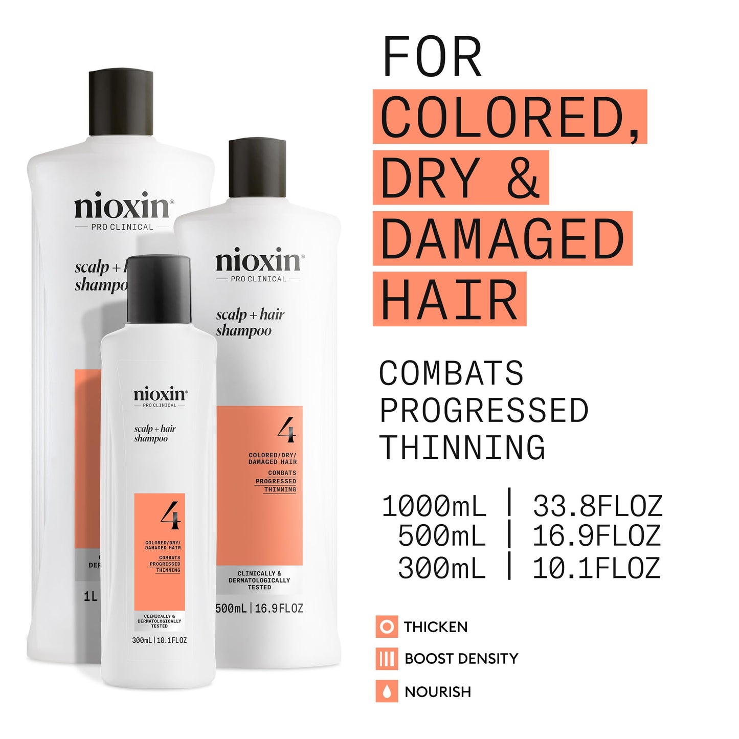 Nioxin System 4 Scalp + Hair Shampoo - Hair Thickening Shampoo For Damaged Hair with Progressed Thinning, 16.9 fl oz (Packaging May Vary) 🍁 All In One Marketplace Canada