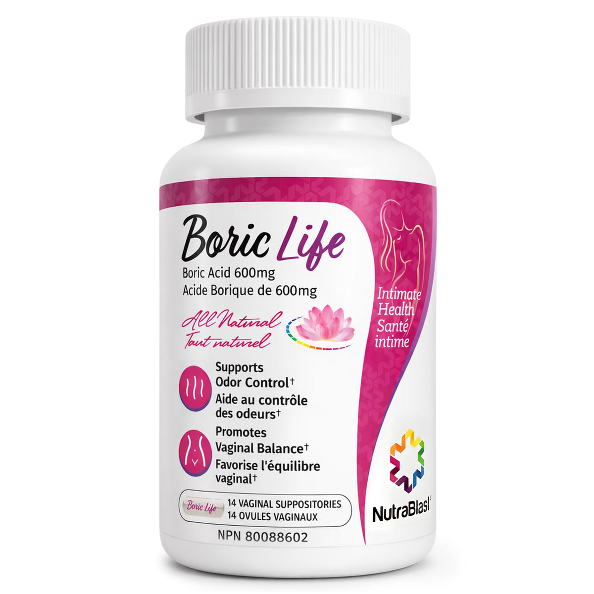 NutraBlast Boric Acid Vaginal Suppositories - 100% Pure Made in USA - Boric Life Intimate Health Support (14 Count) 🍁 All In One Marketplace Canada