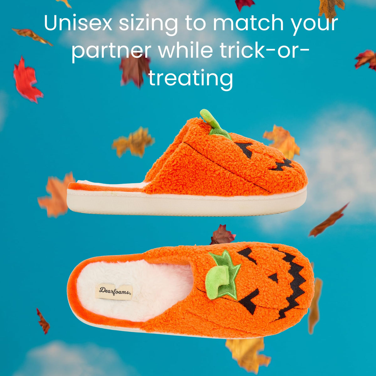 Dearfoams Unisex-Adult Spooky Fuzzy Halloween Pumpkin Jack O Lantern Slipper, Jack O Lantern, 15-16 Women/13-14 Men