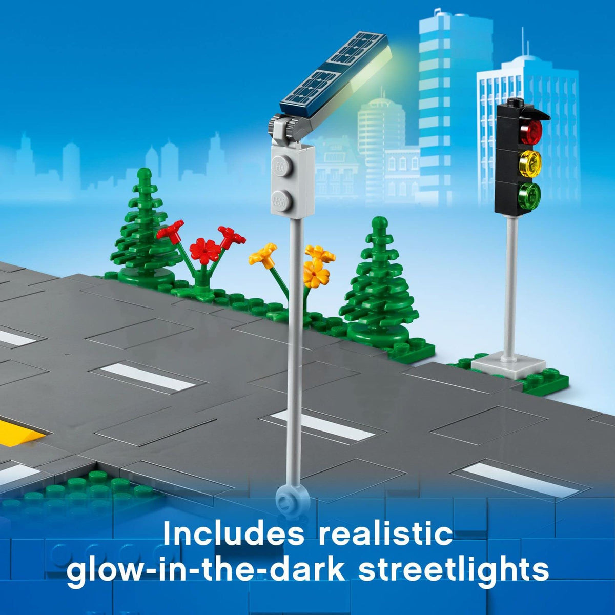 LEGO City Road Plates 60304 - Building Toy Set, Featuring Traffic Lights, Trees, Glow in The Dark Bricks, Combine with LEGO City Series Sets, Great Gift for Kids, Boys, and Girls Ages 5+ 🍁 All In One Marketplace Canada