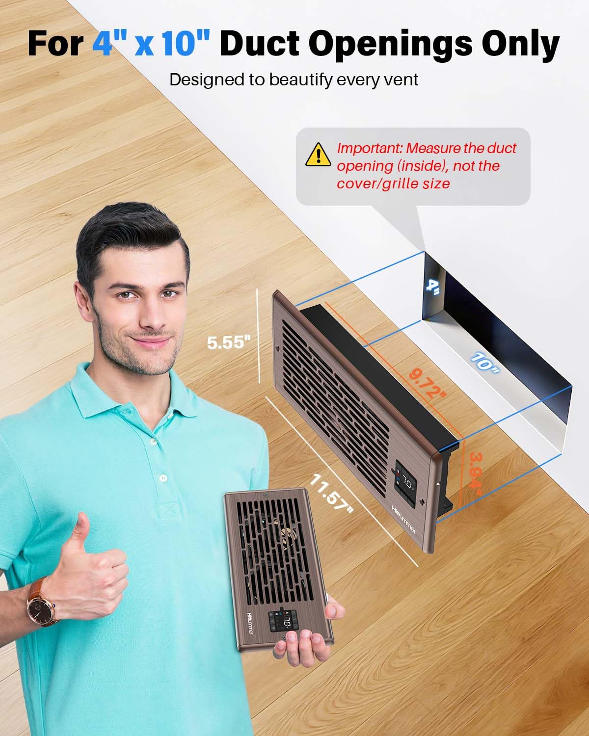 Hisummer Register Booster Fan for 4" x 10" Floor Register, Quiet 10-Speed Vent Fan Booster with Temp Sensor, 150 CFM Airflow, Improves Heating & Cooling, Remote Control (Oil-Rubbed Bronze) 🍁 All In One Marketplace Canada