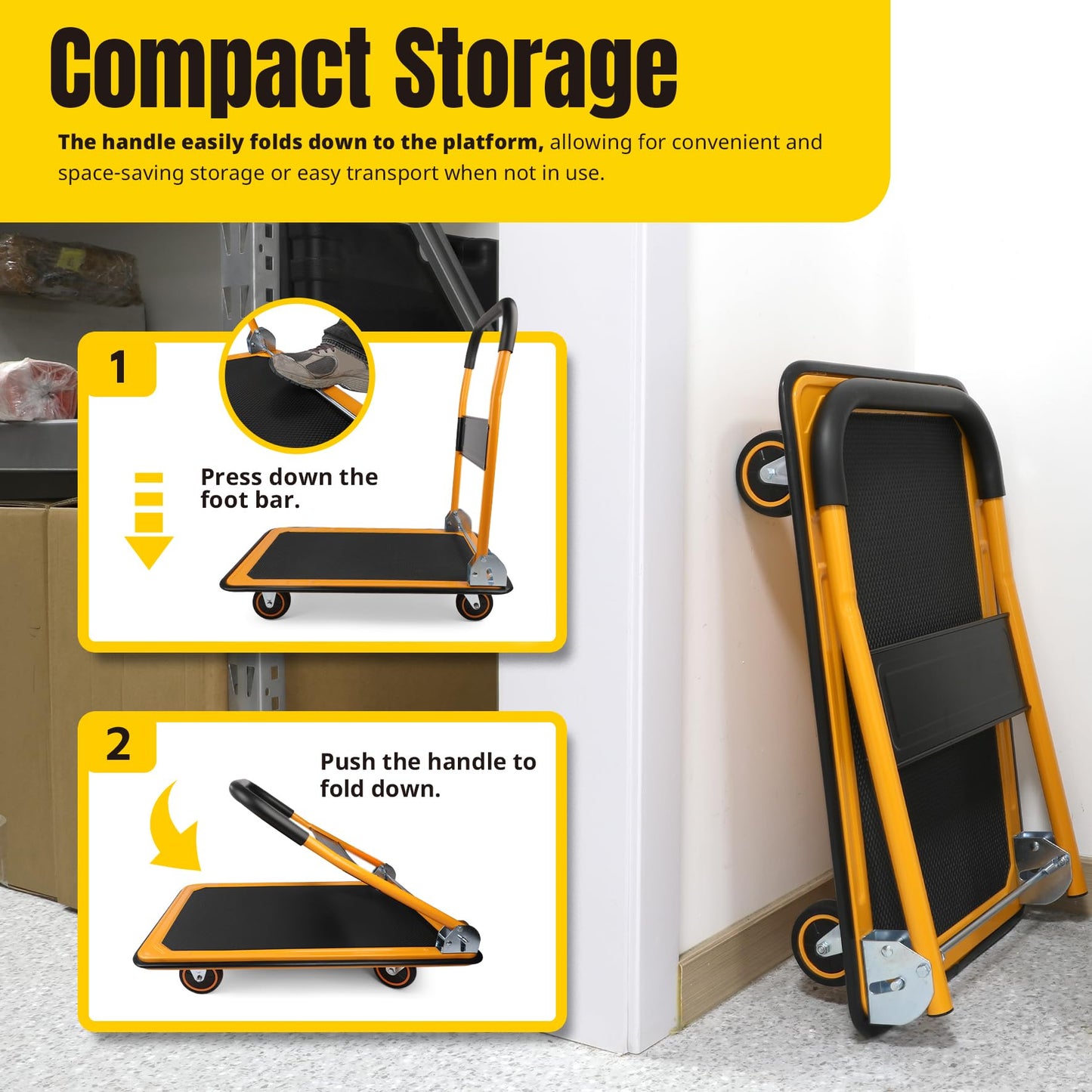 MaxWorks 80876 28.75" x 18.75" x 33" Foldable Platform Truck Push Dolly-330 lb. Weight Capacity-with Swivel Wheels 🍁 All In One Marketplace Canada