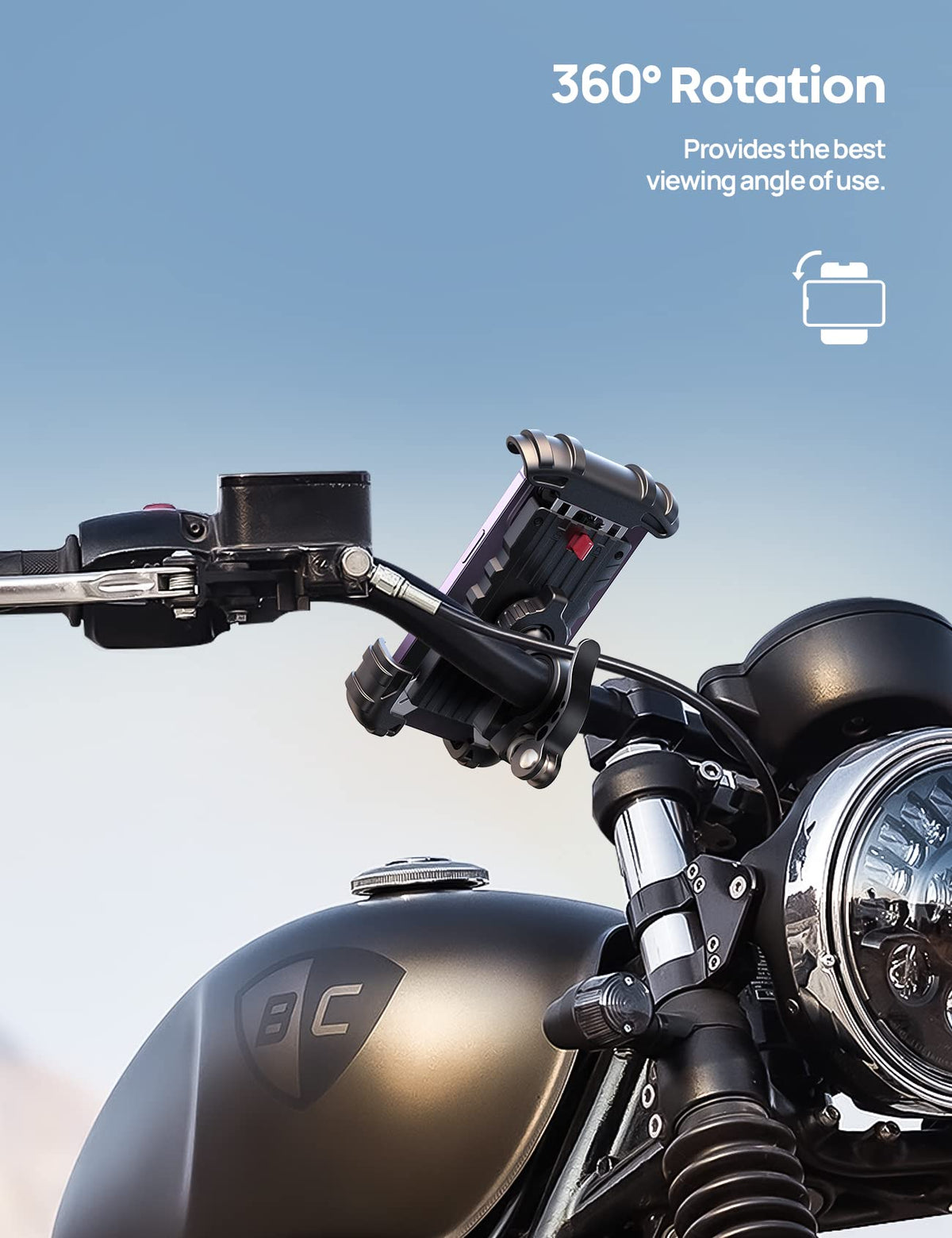 Lamicall Bike Phone Mount, Motorcycle Phone Holder - Motorcycle Bicycle Cell Phone Mount Clamp for Handlebar, Cycling Mount for iPhone 17 Pro Air, 16 Pro 15 Pro Max S25 S26+, 4.7-6.8" Smartphone 🍁 All In One Marketplace Canada