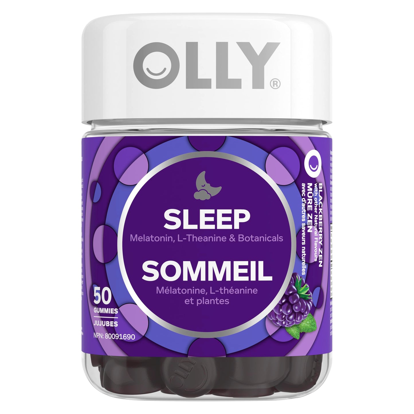 OLLY Sleep Gummy Supplement helps promote a healthy sleep cycle Blackberry Zen with melatonin, L-Theanine & botanicals 25 day Supply, 50 gummies 🍁 All In One Marketplace Canada