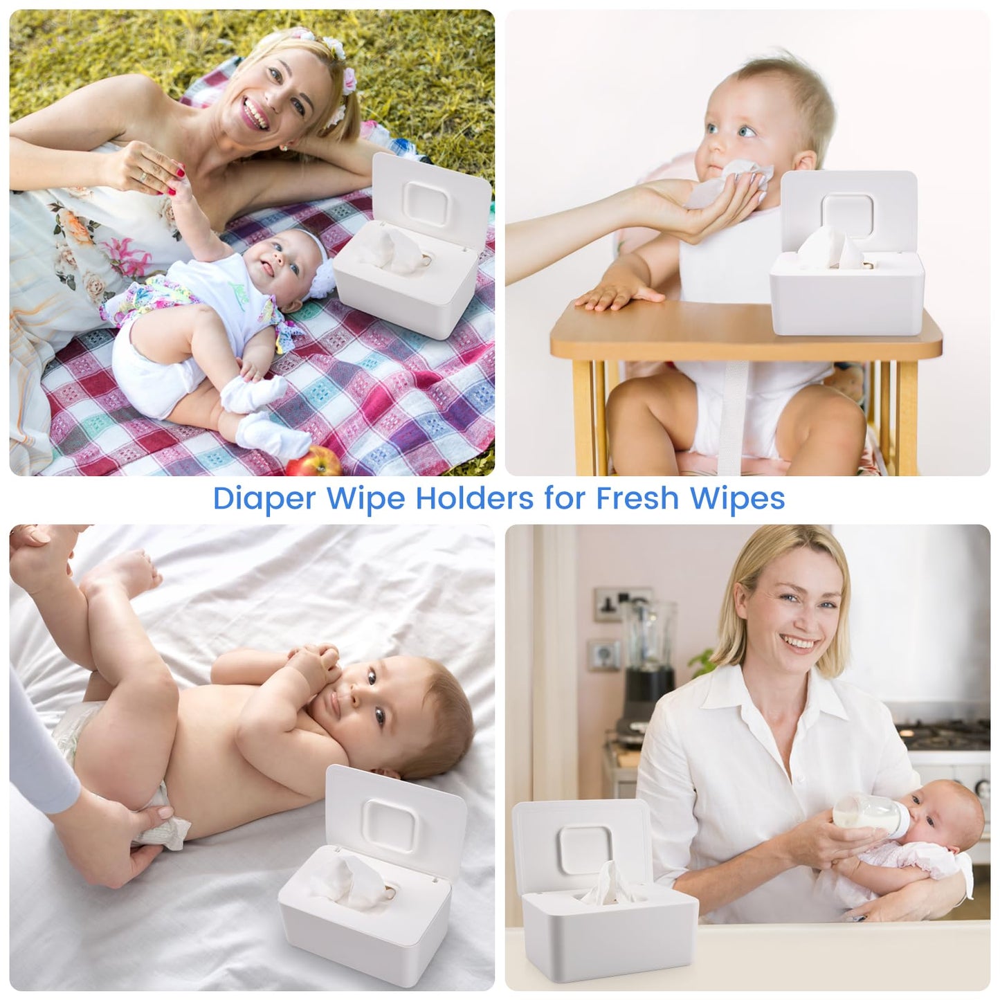 Lijroavy Baby Wipes Dispenser, Baby Wipe Holder for Fresh Wipes, Non-Slip Wipes Container, Refillable Baby Wipes Case with Sealing Design Lid (white) 🍁 All In One Marketplace Canada