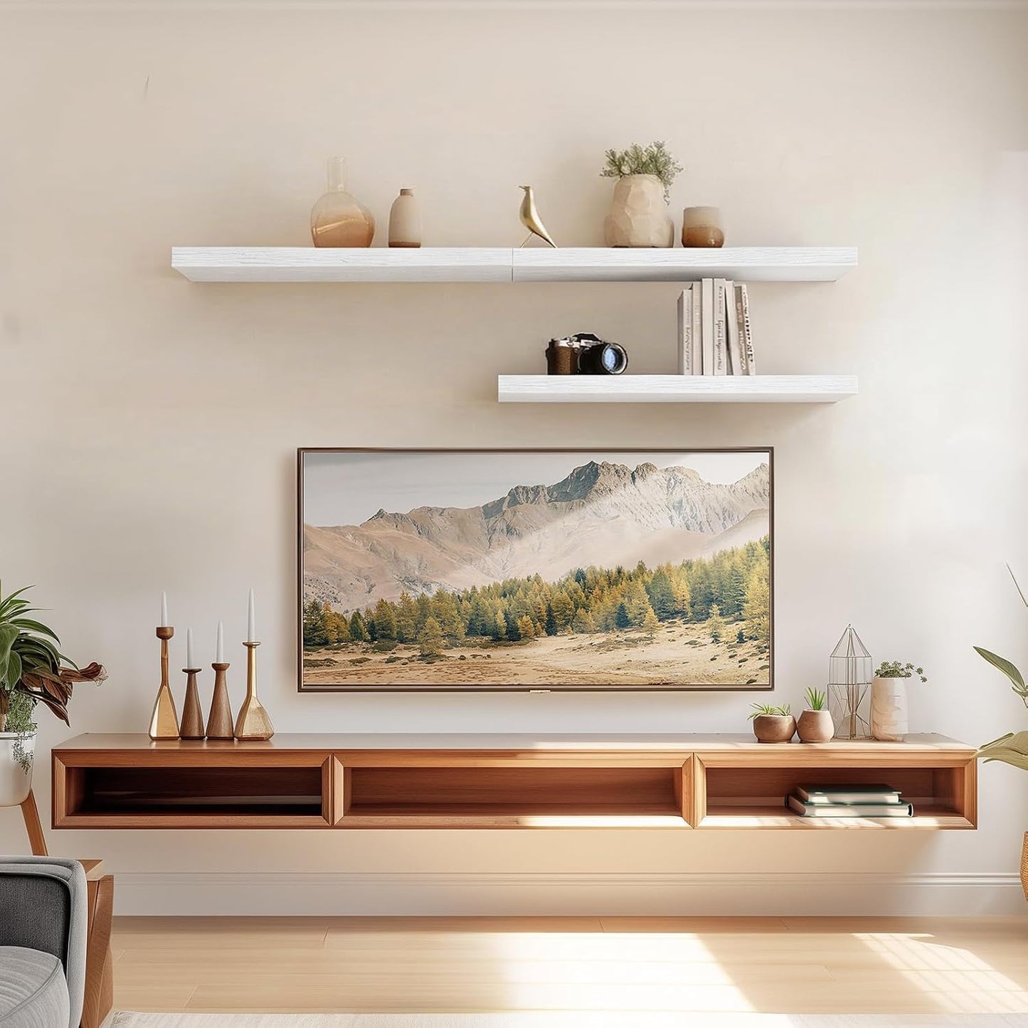 Amada 24 inch L Floating Shelves with Invisible Brackets, Set of 2, White 🍁 All In One Marketplace Canada