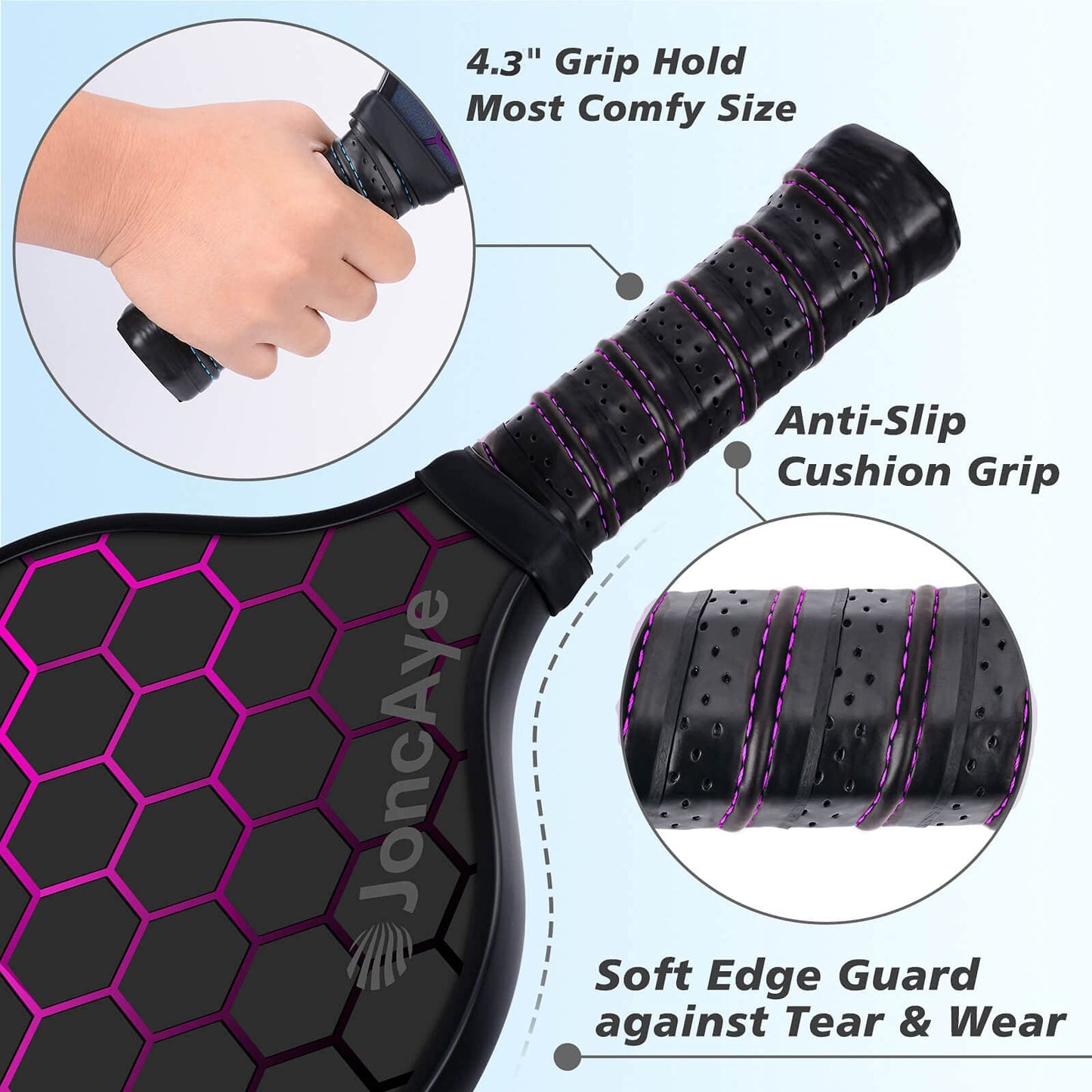 JoncAye Pickleball Paddles Set of 4 Rackets and Balls with Paddle Case, Lead Tape, Ball Bag, Carbon Fiber Pickle-Ball Raquette for Beginner | USAPA Approved Pickleball Equipment with Accessories 🍁 All In One Marketplace Canada