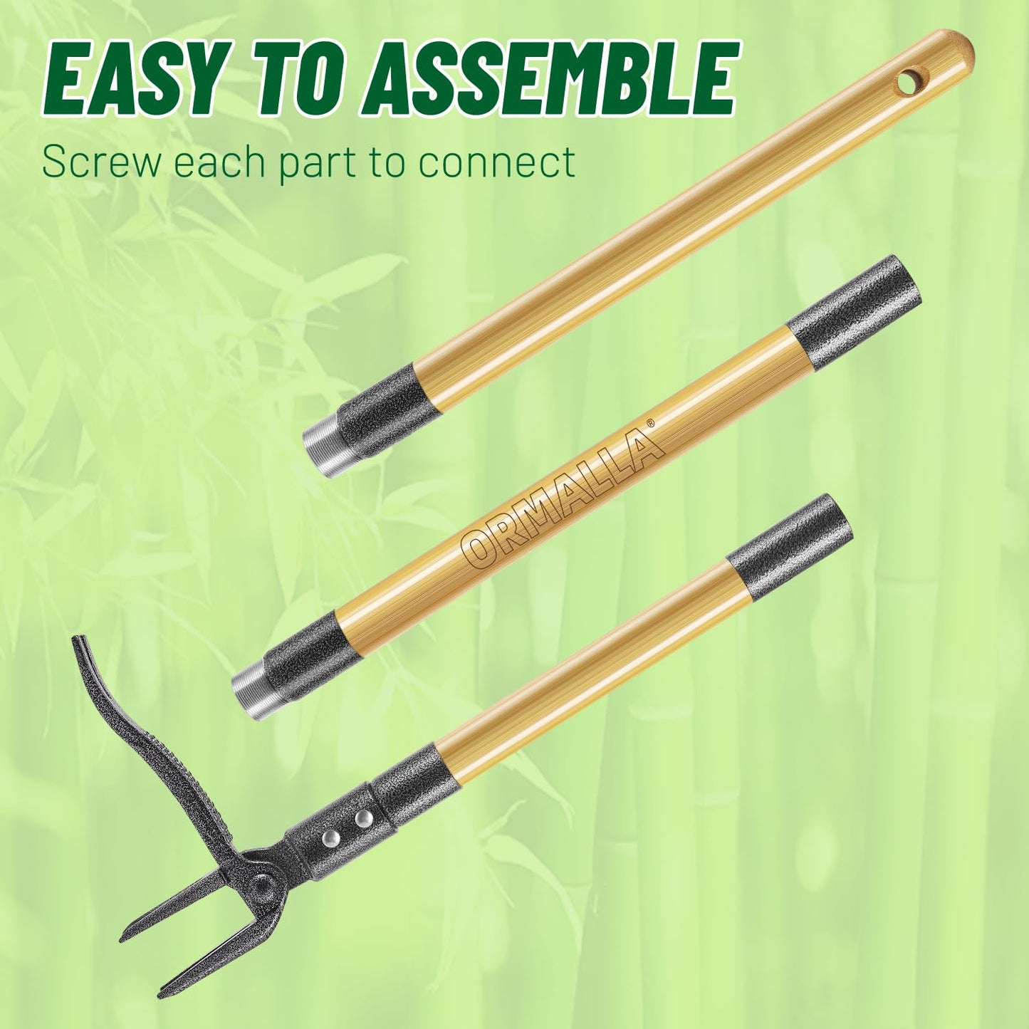 ORMALLA Weed Puller, 43.7in Long Handle Weed Remover, Dandelion Removal Tool, Natural Bamboo Handle and 4 Claws, Stand Up Garden Weed Root Remover, Pet Friendly (43.7in) 🍁 All In One Marketplace Canada
