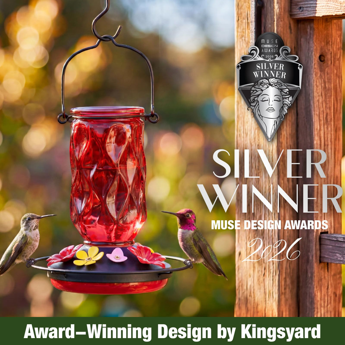 Kingsyard Glass Hummingbird Feeder for Outdoors Hanging, 20 oz Leak-Proof Hummingbird Feeders with 9 Bee Proof Feeding Ports & Ant Moat, Easy to Clean and Refill (Red) 🍁 All In One Marketplace Canada