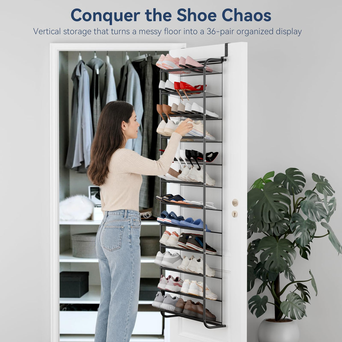 Whitmor 36 Pair Over-The-Door Rack-Gunmetal Gray Shoe Organizer 🍁 All In One Marketplace Canada