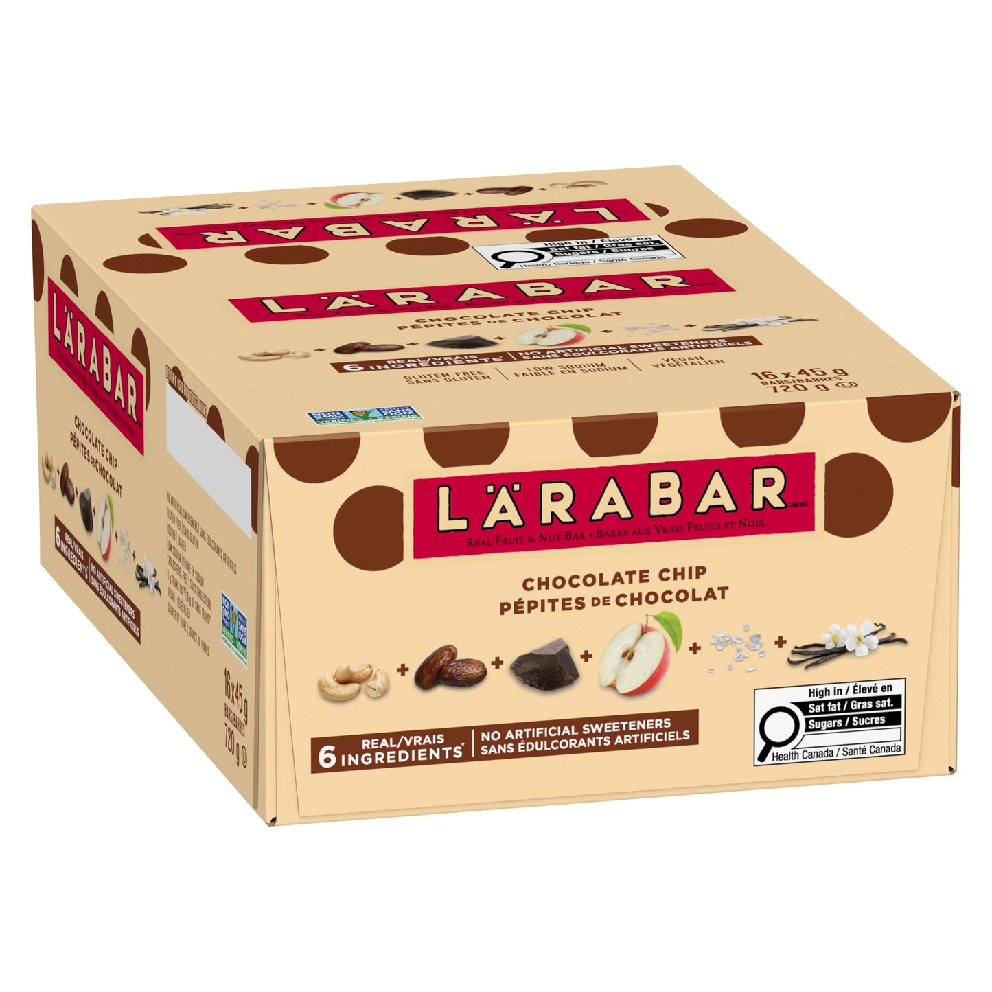 LÄRABAR Chocolate Chip, Fruit and Nut Energy Bar, Pack of 16 Bars, Gluten Free, Vegan, Family Pack, Snack Bars, 720 Grams Package 🍁 All In One Marketplace Canada