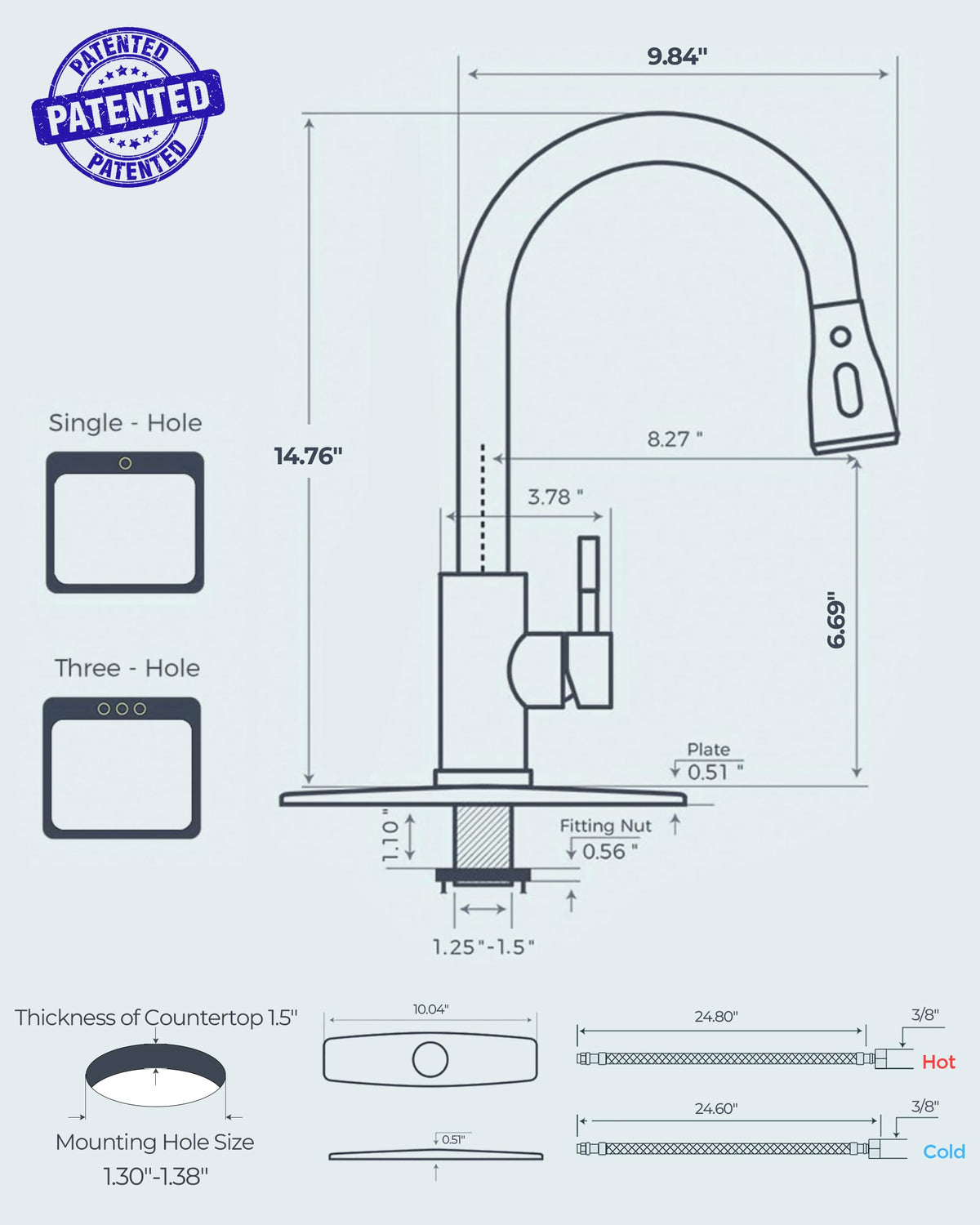 FORIOUS Black Kitchen Faucets with Pull Down Sprayer, Kitchen Sink Faucet with Pull Out Sprayer, Fingerprint Resistant, Single Hole Deck Mount, Single Handle Copper Kitchen Faucet, Matte Black 🍁 All In One Marketplace Canada