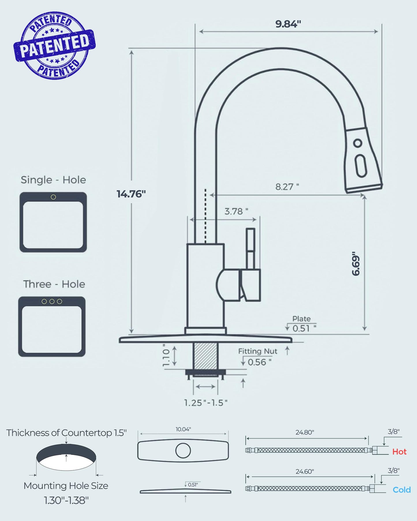 FORIOUS Kitchen Faucets with Pull Down Sprayer, Brushed Nickel, High Arc Single Handle Classic Stainless Steel Sink Faucet 1 or 3 Hole, Suitable for Farmhouse Camper Laundry Rv Bar 🍁 All In One Marketplace Canada