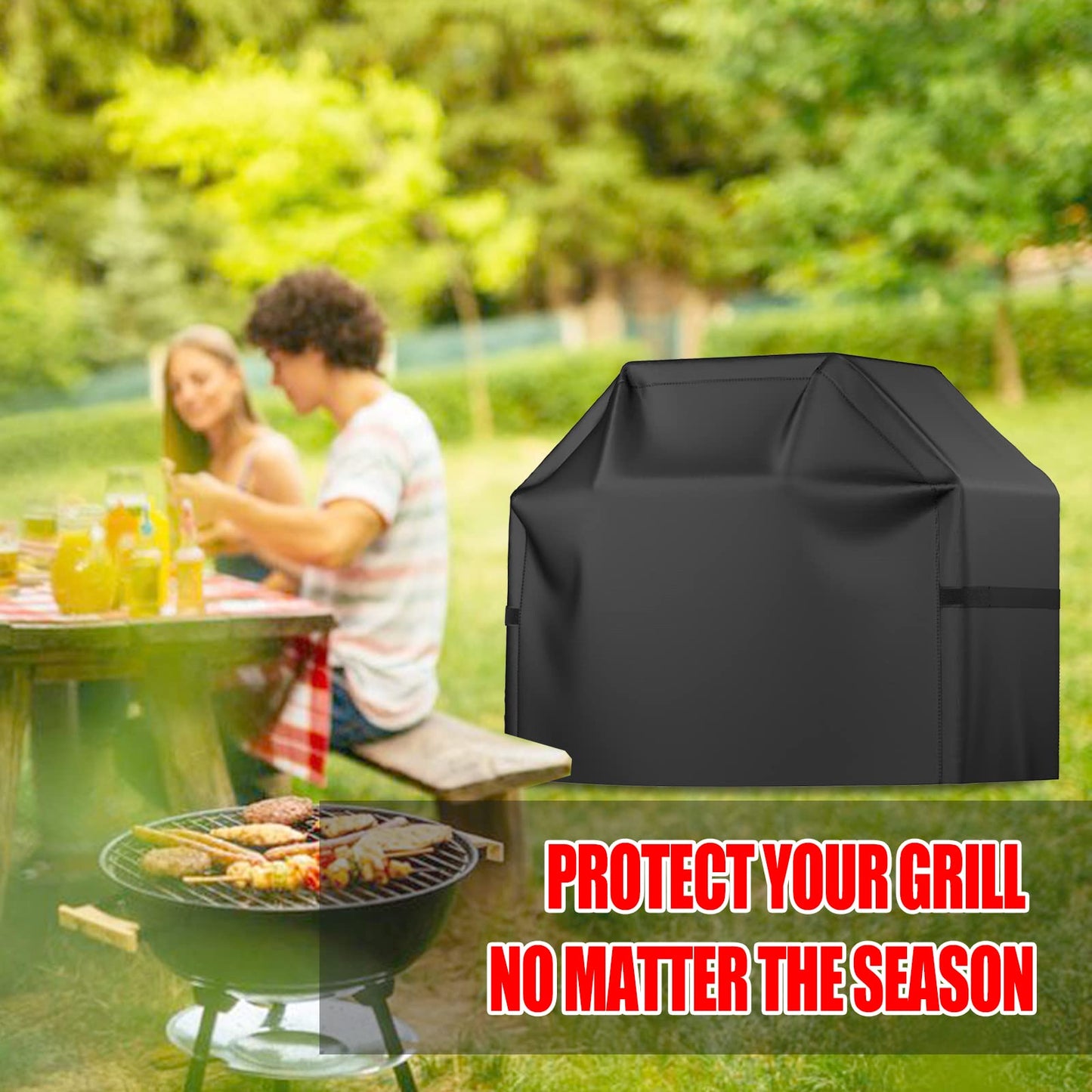 Grill Cover, 52 inch BBQ Gas Grill Cover Waterproof Weather Resistant, UV and Fade Resistant, UV Resistant Material for Weber Char-Broil Nexgrill Grills and More, Black 🍁 All In One Marketplace Canada