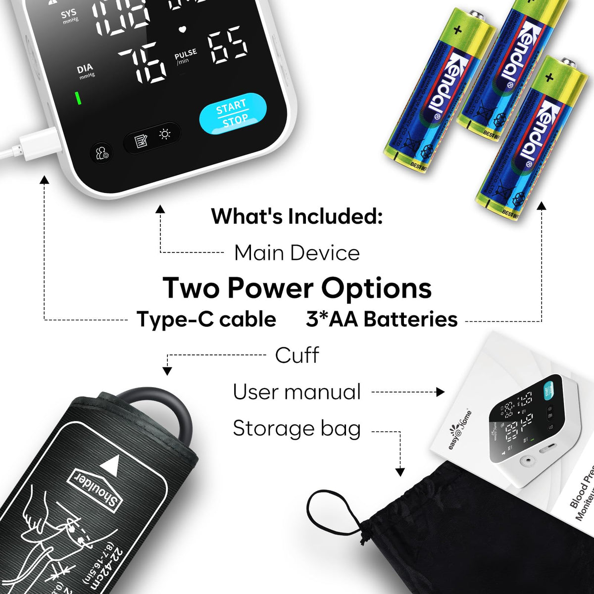 Bluetooth Blood Pressure Machine for Home Use – Easy@Home Smart BP Monitor with Free MyHeartPal App, Voice Function & LED Screen, Supports Apple & Android Devices, EBP-703T 🍁 All In One Marketplace Canada
