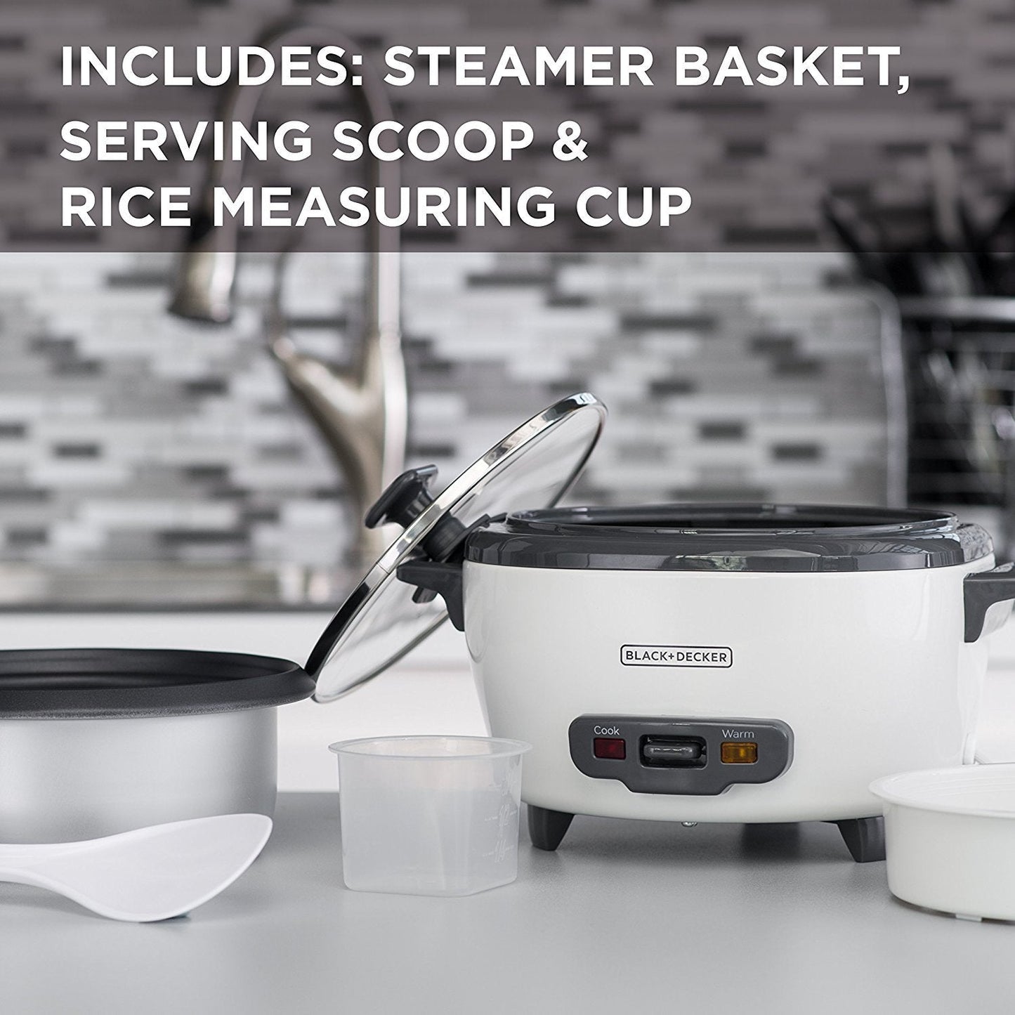 BLACK+DECKER 2-in-1 Rice Cooker & Food Steamer - 6-Cup Capacity, Automatic Keep Warm, Nonstick Bowl, Steaming Basket - Effortless Cooking 🍁 All In One Marketplace Canada