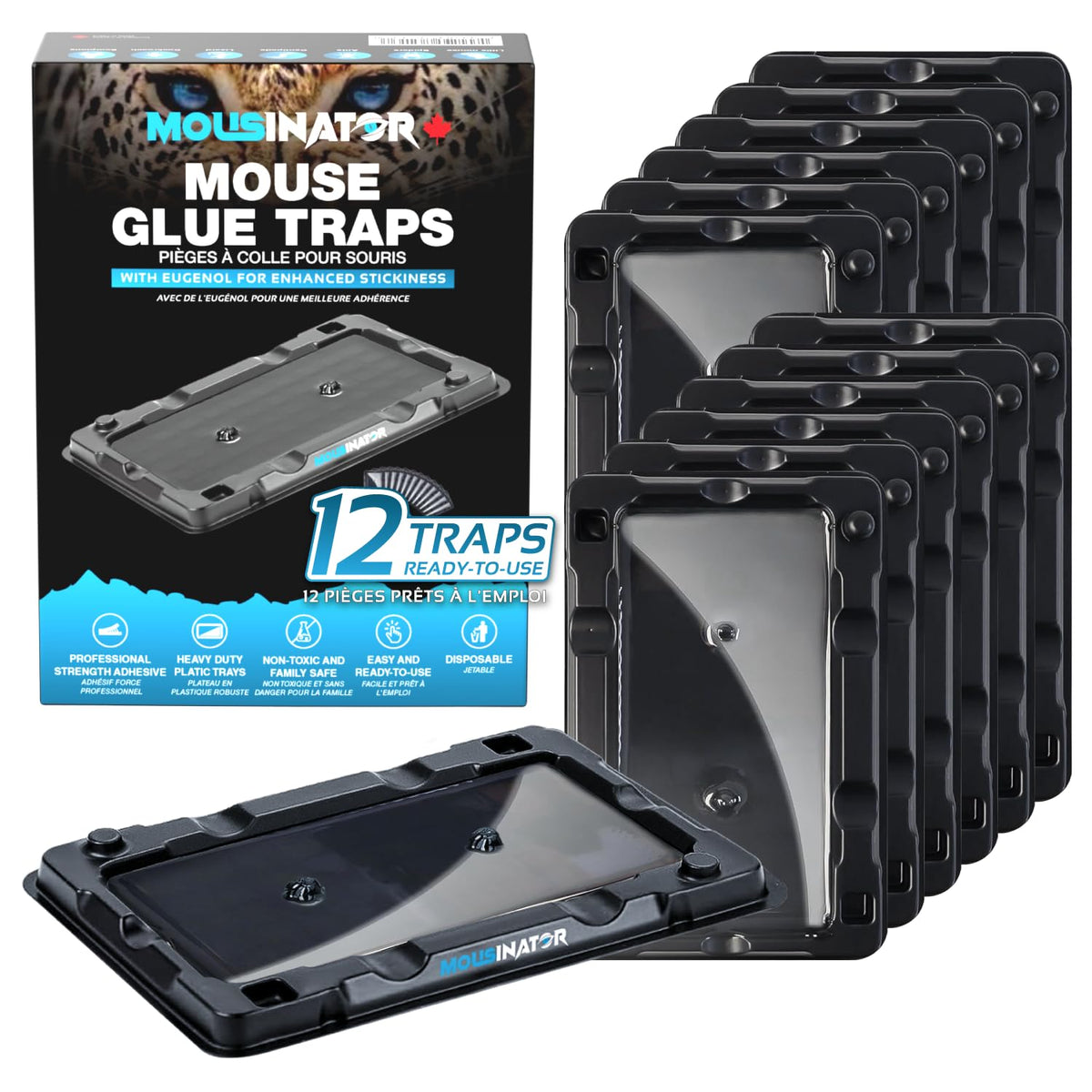 MOUSINATOR Mouse Glue Traps, 12-Pack, Heavier Plastic Glue Trap with Extra-Strong Adhesive for Small Mice, Sticky Mouse Trap for Indoor, Easy & Ready-to-Use 🍁 All In One Marketplace Canada