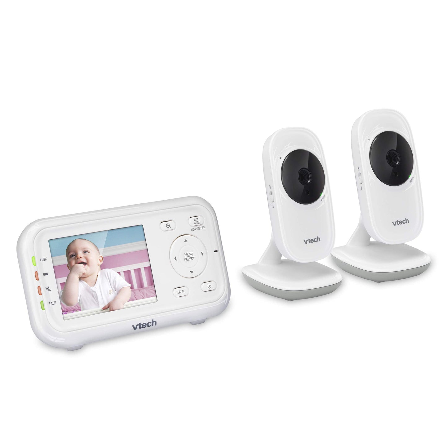 VTech VM3252-2 Digital Video Baby Monitor with 2.8" LCD 2 Cameras and Automatic Night Vision, 1 Count, White 🍁 All In One Marketplace Canada